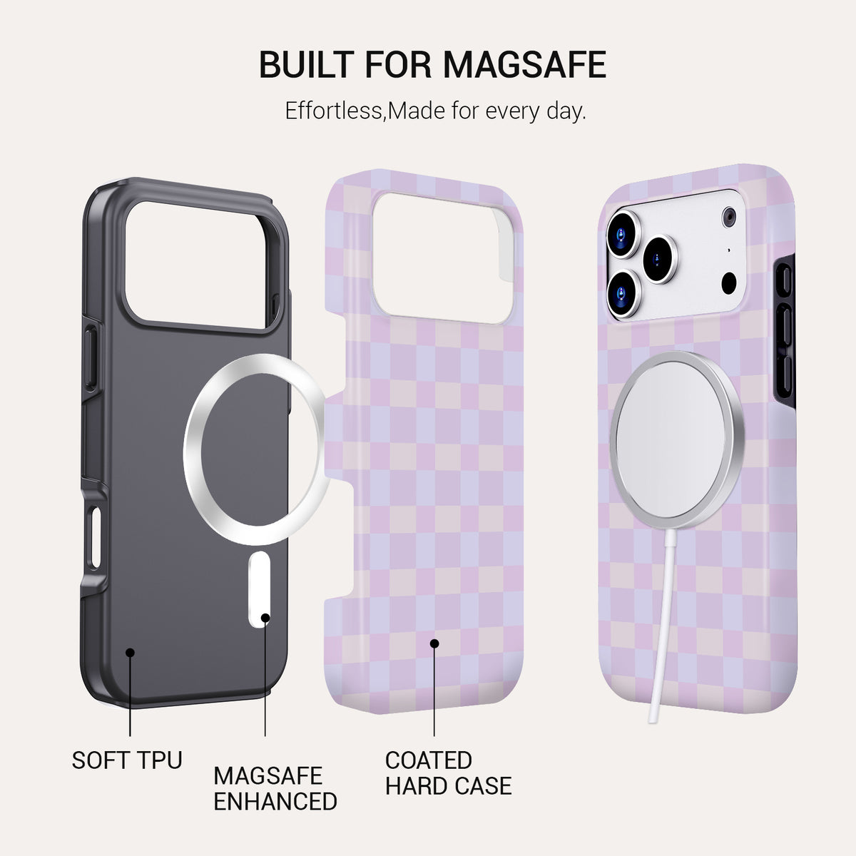 Lilac Check Tough Phone Case#DEVICE_iPhone 18 Pro Max|iPhone 18 Pro|iPhone 17 Pro Max|iPhone 17 Pro|iPhone 17 Air|iPhone 16 Pro Max|iPhone 16 Pro|iPhone 16 Plus|iPhone 16|iPhone 15 Pro Max|iPhone 15 Pro|iPhone 15 Plus|iPhone 15|iPhone 14 Pro Max|iPhone 14 Pro|iPhone 14 Plus|iPhone 14