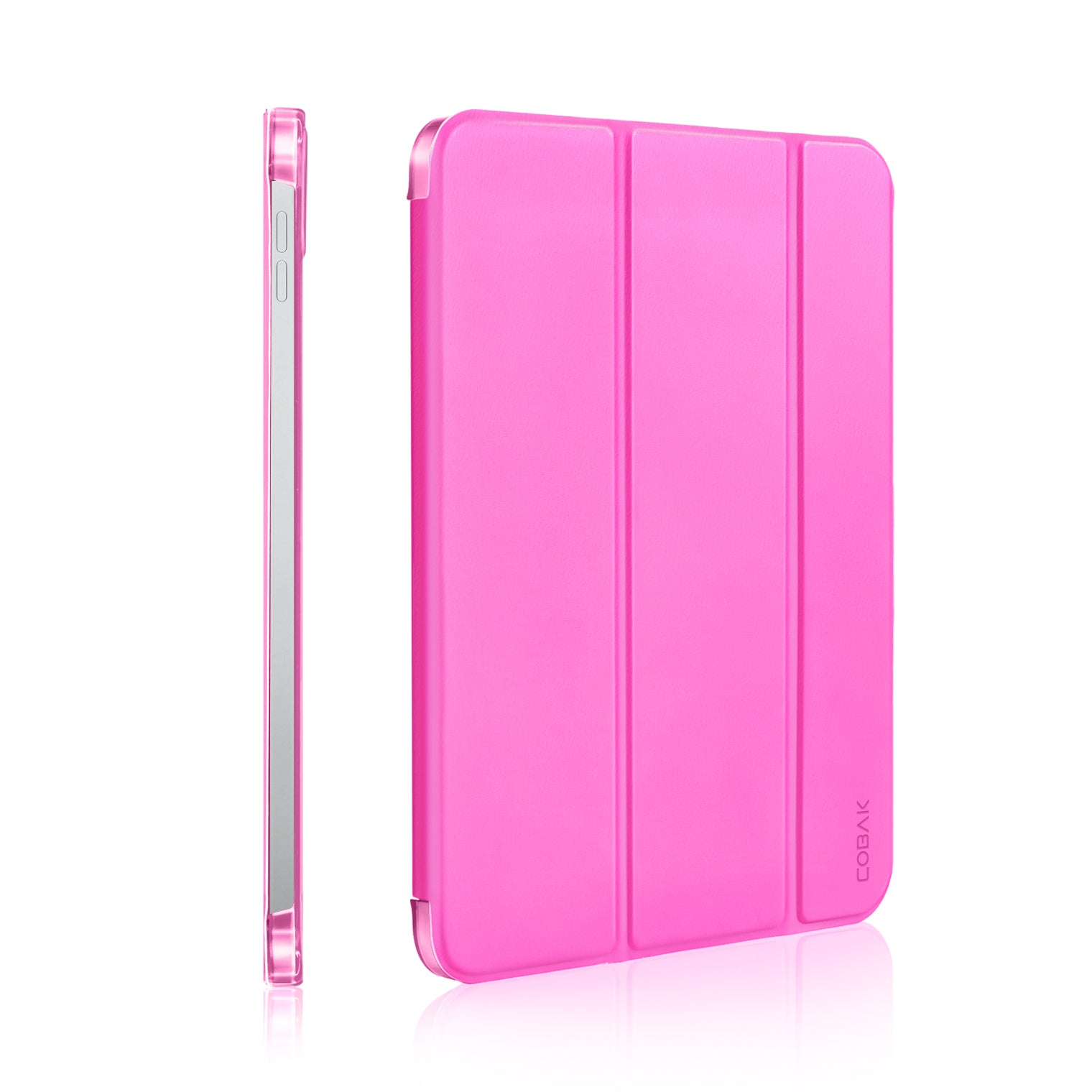 iPad 11th Gen (10th Compatible) Slim Stand Cover with Clear Hard Back, Touch ID#Color_Fuchsia