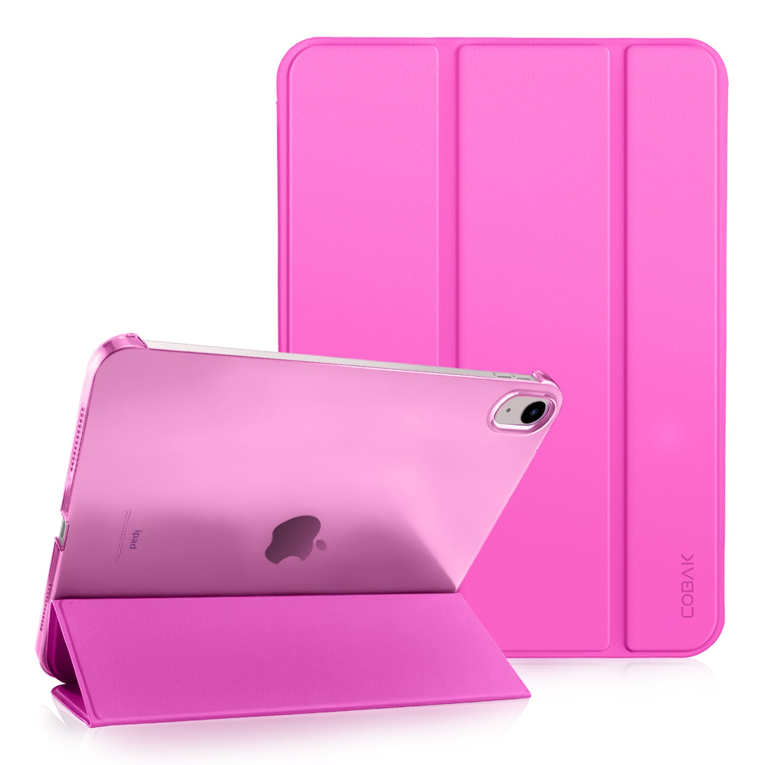 iPad 11th Gen (10th Compatible) Slim Stand Cover with Clear Hard Back, Touch ID#Color_Fuchsia