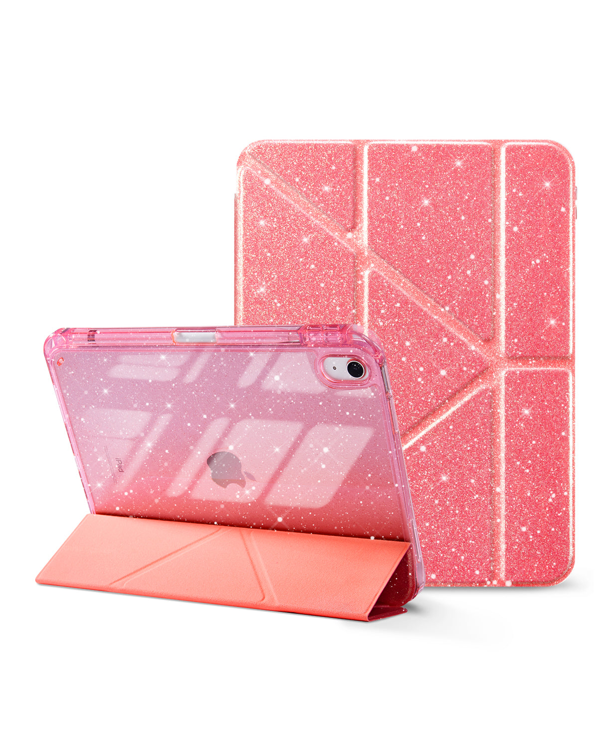 iPad 11th Gen (10th Compatible) Case With Y-Fold Magnetic Stand#Color_Sparkling Pink