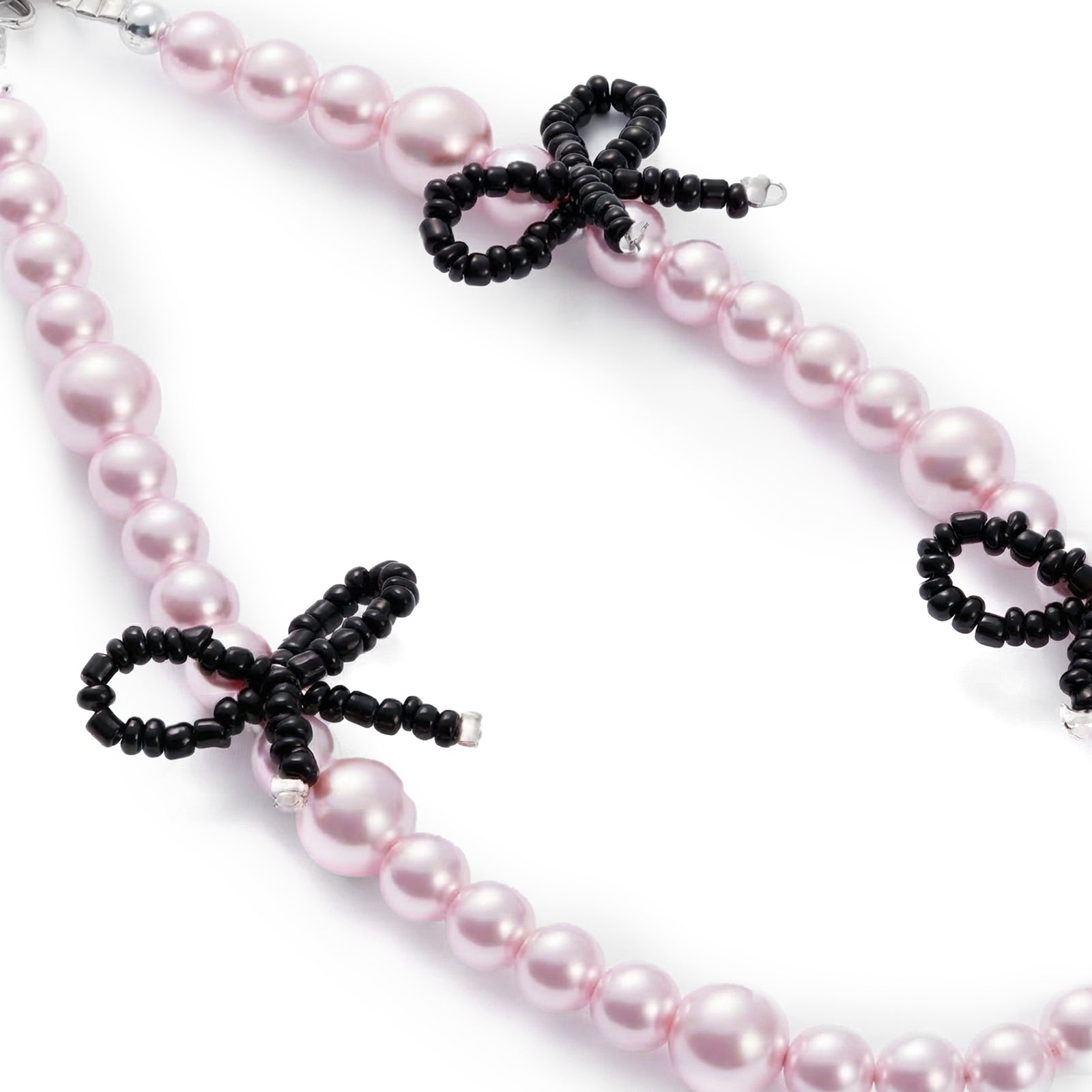 Pink Pearl Black Bow Strap