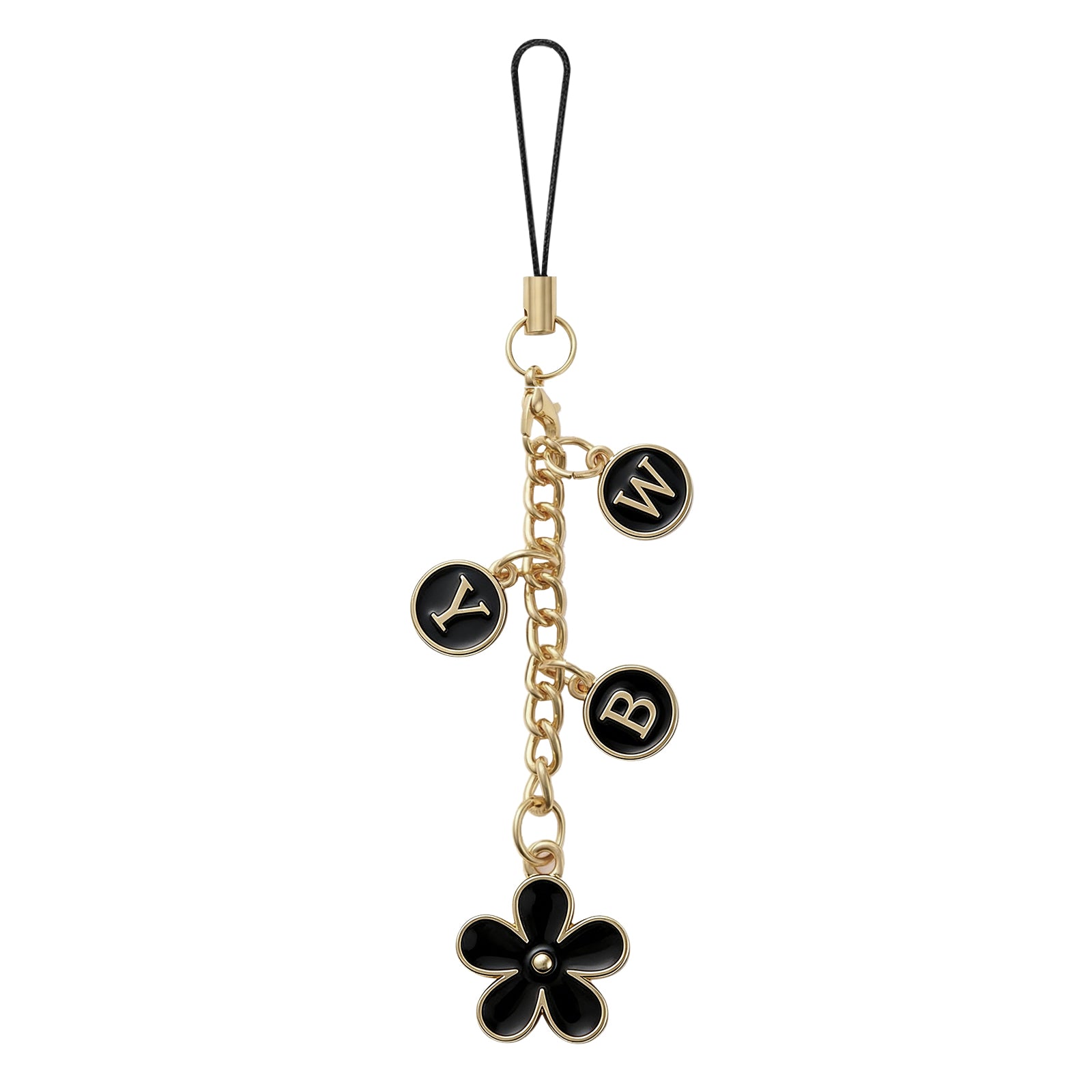 Gold-Tone Flower Letter Strap#Color_Black