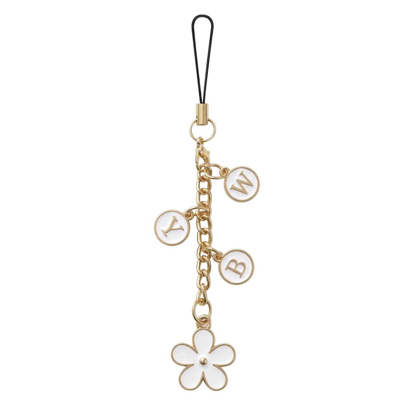 Gold-Tone Flower Letter Strap#Color_White