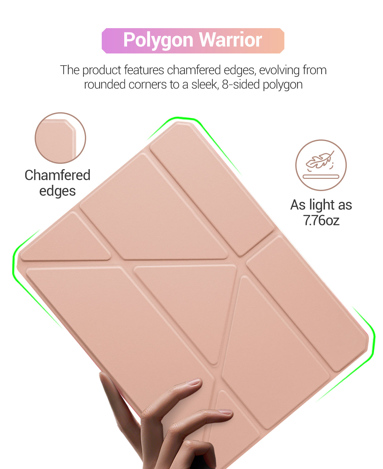iPad 11th Gen (10th Compatible) Case With Y-Fold Magnetic Stand#Color_Rosegold