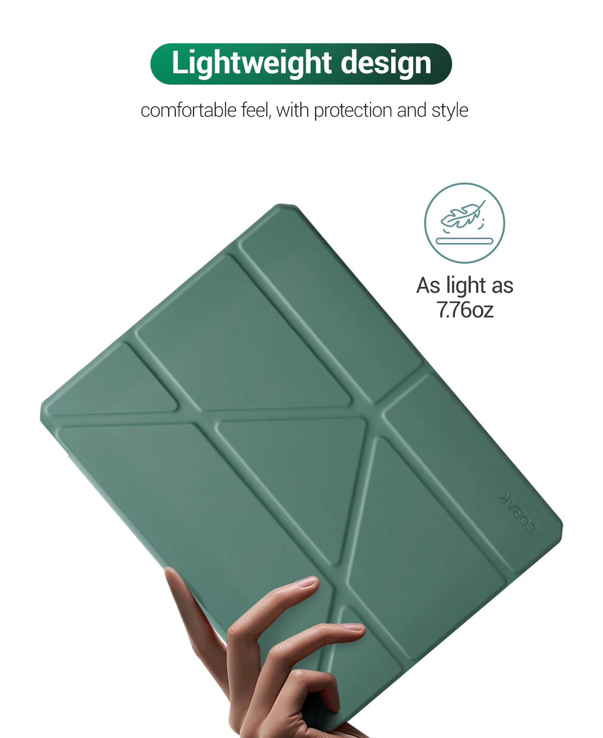 iPad 11th Gen (10th Compatible) Case With Y-Fold Magnetic Stand#Color_Dark Green