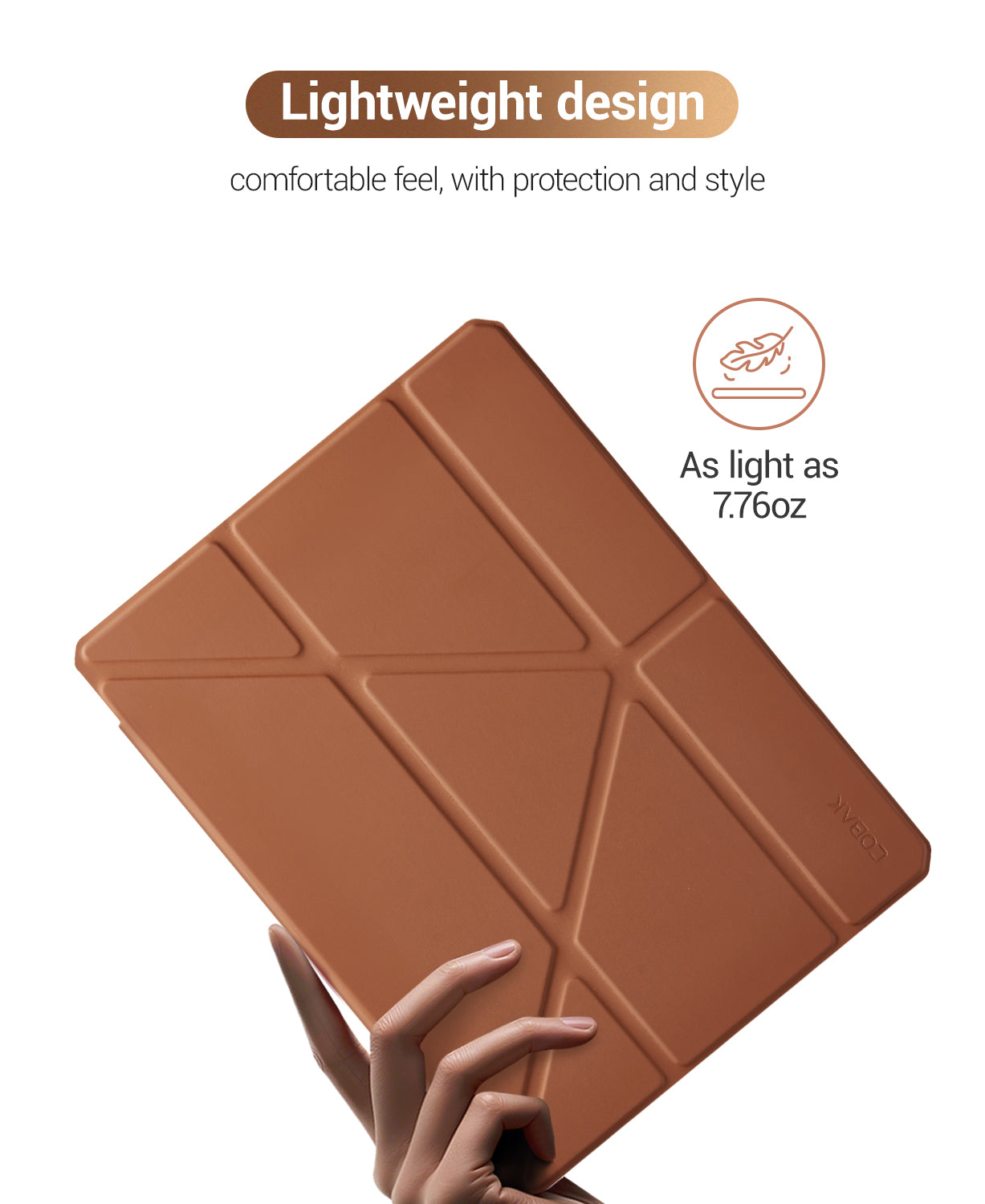 iPad 11th Gen (10th Compatible) Case With Y-Fold Magnetic Stand#Color_Coffe Brown