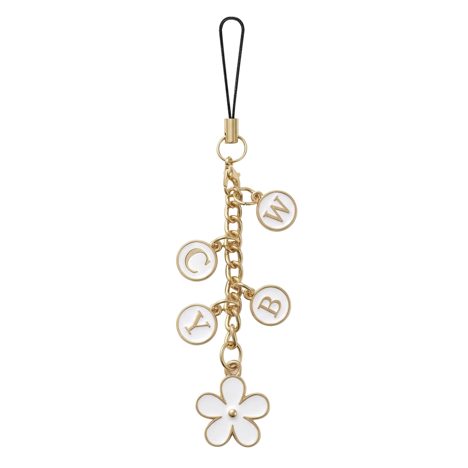 Gold-Tone Flower Letter Strap#Color_White