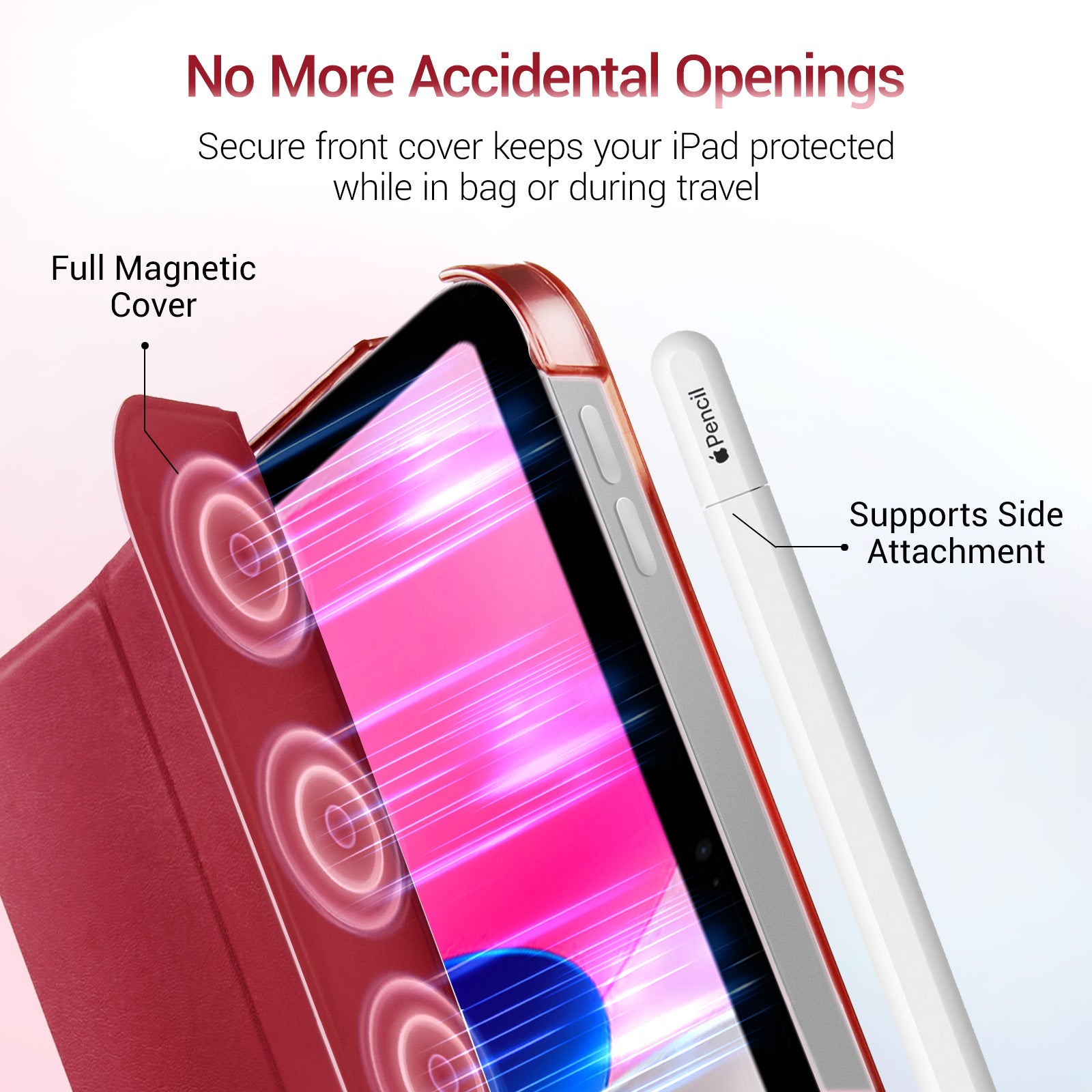iPad 11th Gen (10th Compatible) Slim Stand Cover with Clear Hard Back, Touch ID#Color_Red