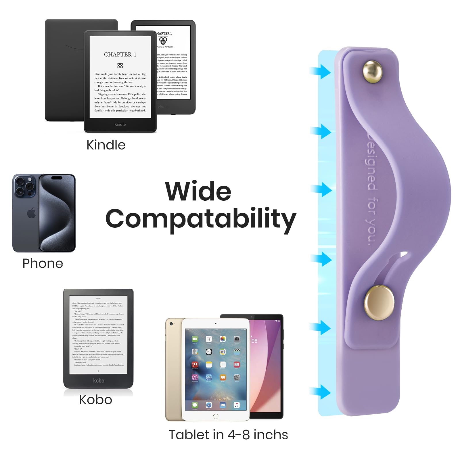 Hand Strap Holder for Kindle & Tablets#Color_Lilac