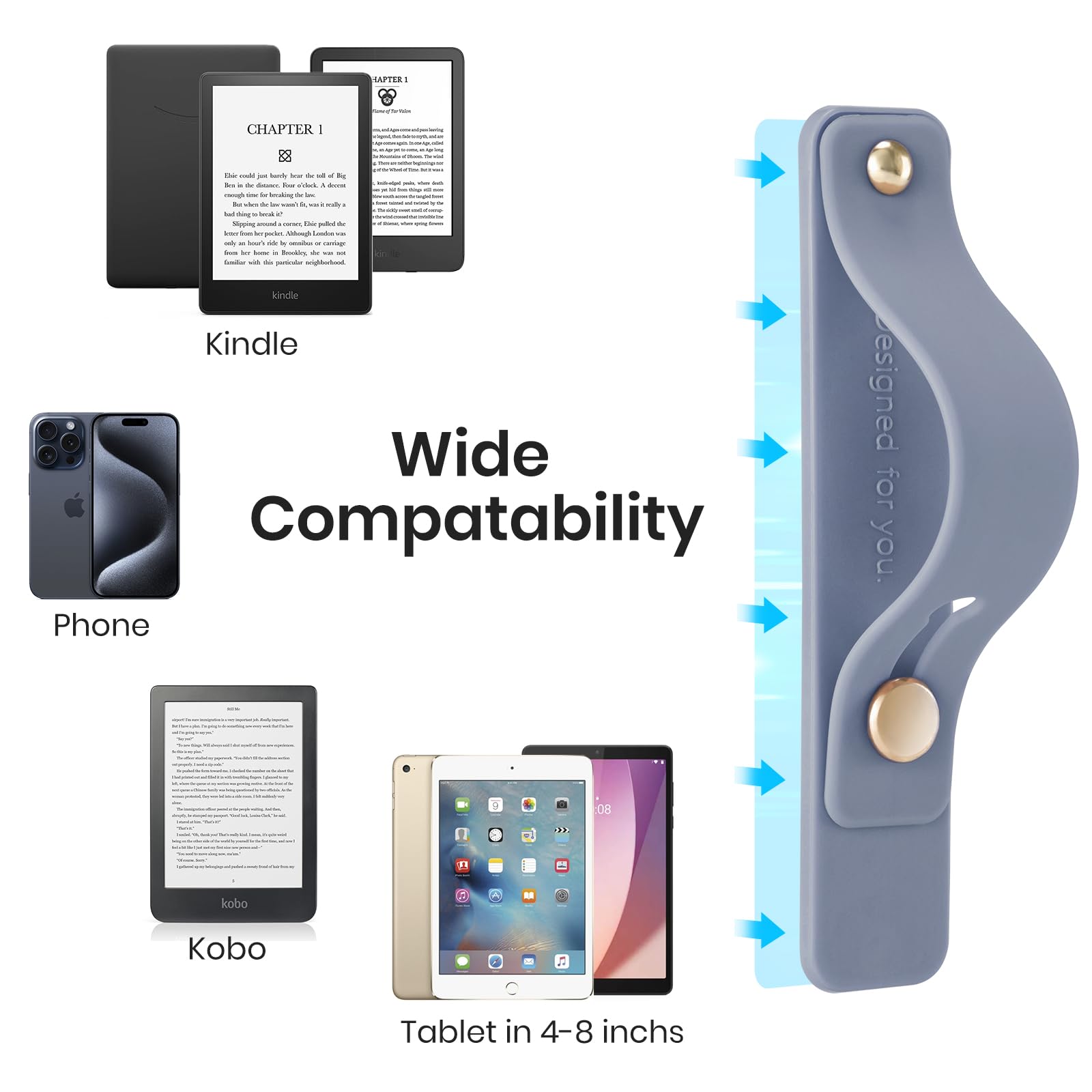 Hand Strap Holder for Kindle & Tablets#Color_Lilac Gray