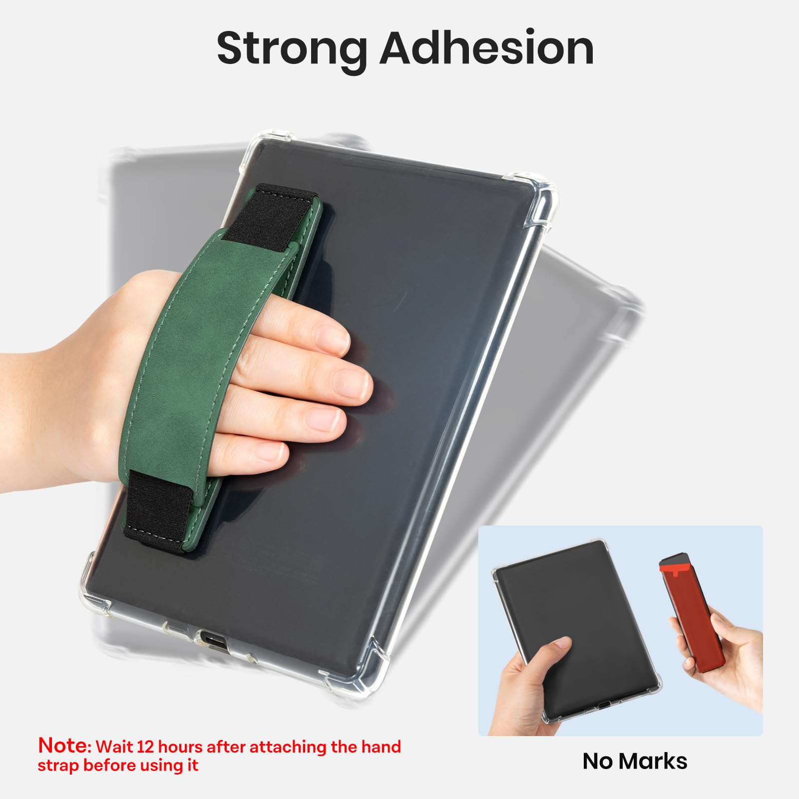 Kindle 6 to 10 inch Premium Soft Leather Hand Strap with Strong Adhesive#Color_Emerald Green