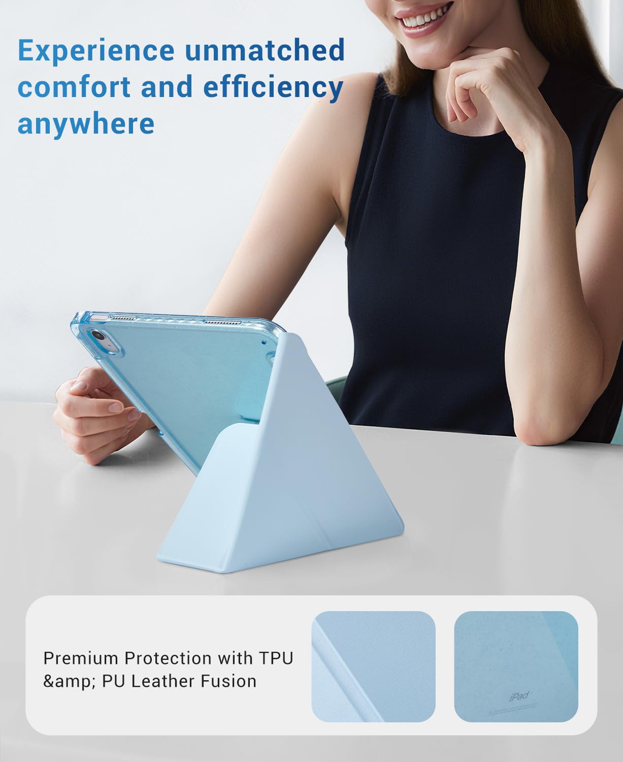 iPad 11th Gen (A16) 11" (2025) & 10th Gen 10.9" (2022) Case With Magnetic Stand#Color_Blue Glitter