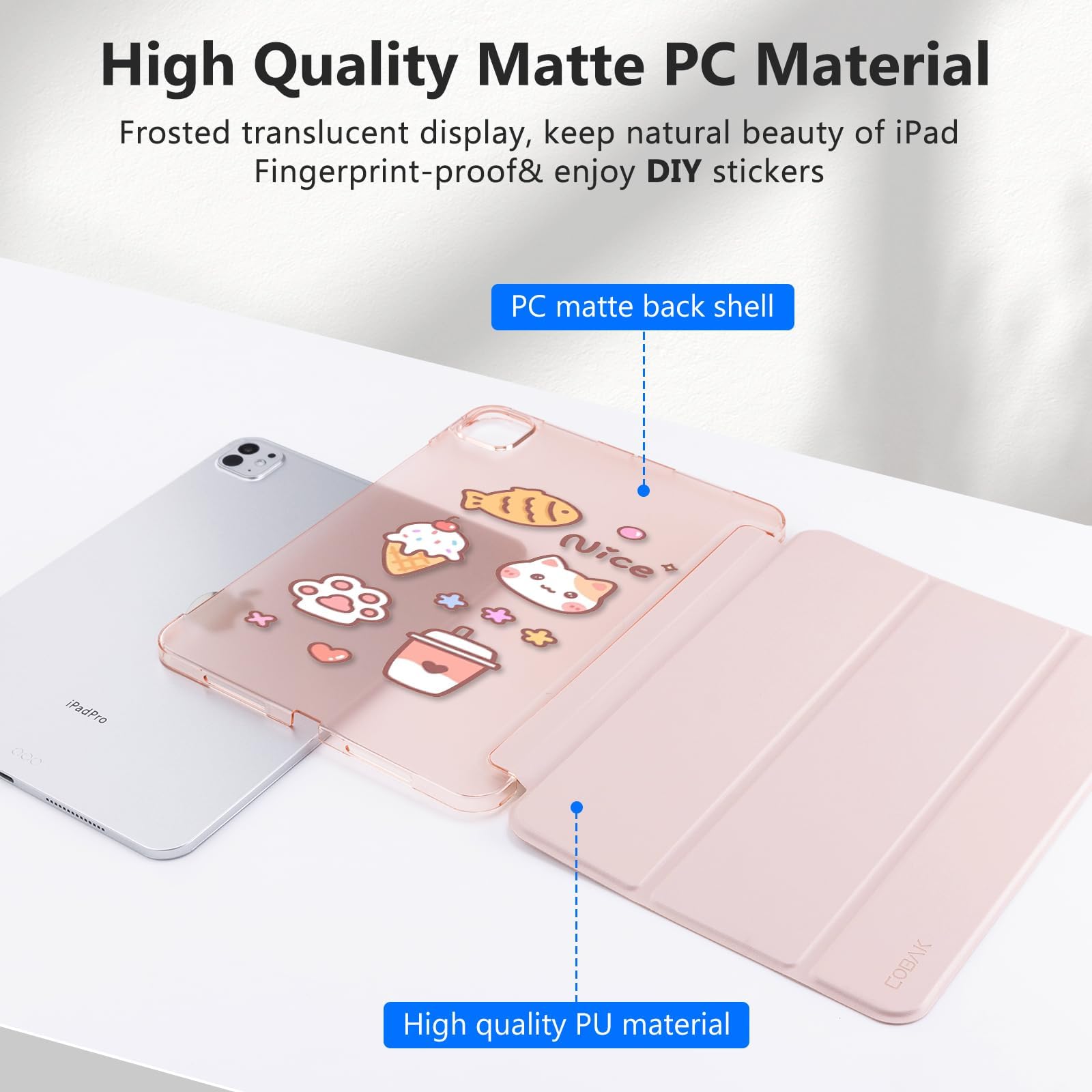 iPad Pro 11 Inch (2024) Slim Magnetic Case With Hard Back Stand#Color_Pink