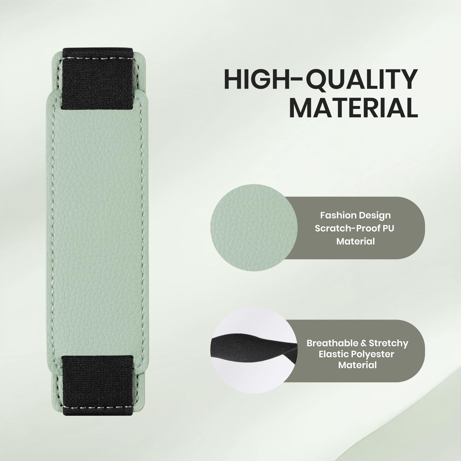 Kindle 6 to 10 inch Premium Soft Leather Hand Strap with Strong Adhesive#Color_Sage Green