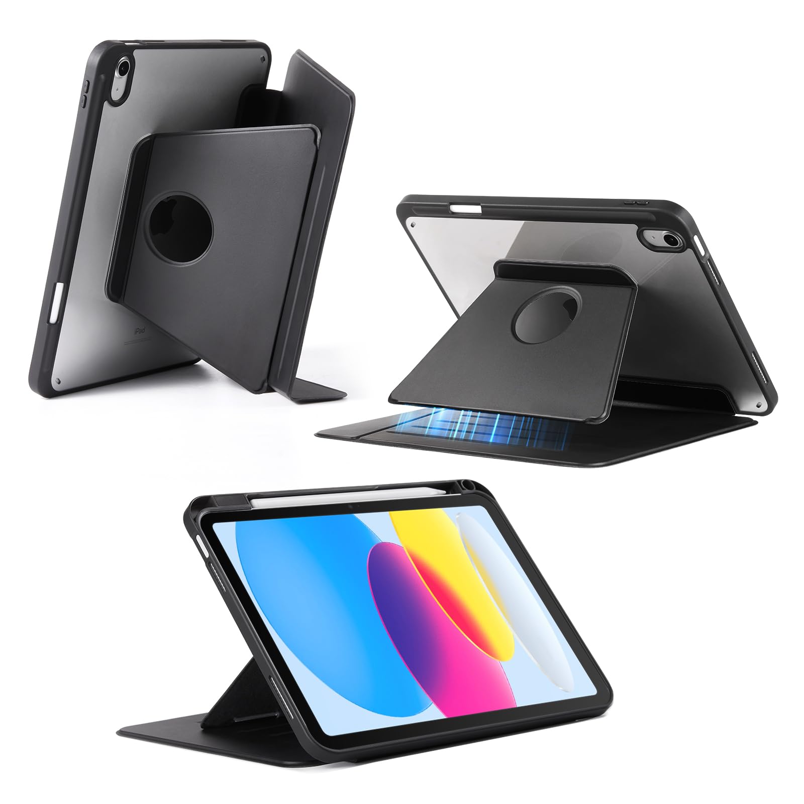Black iPad 11th Gen (A16) 11" (2025) & 10th Gen 10.9" (2022) Case With Magnetic Stand