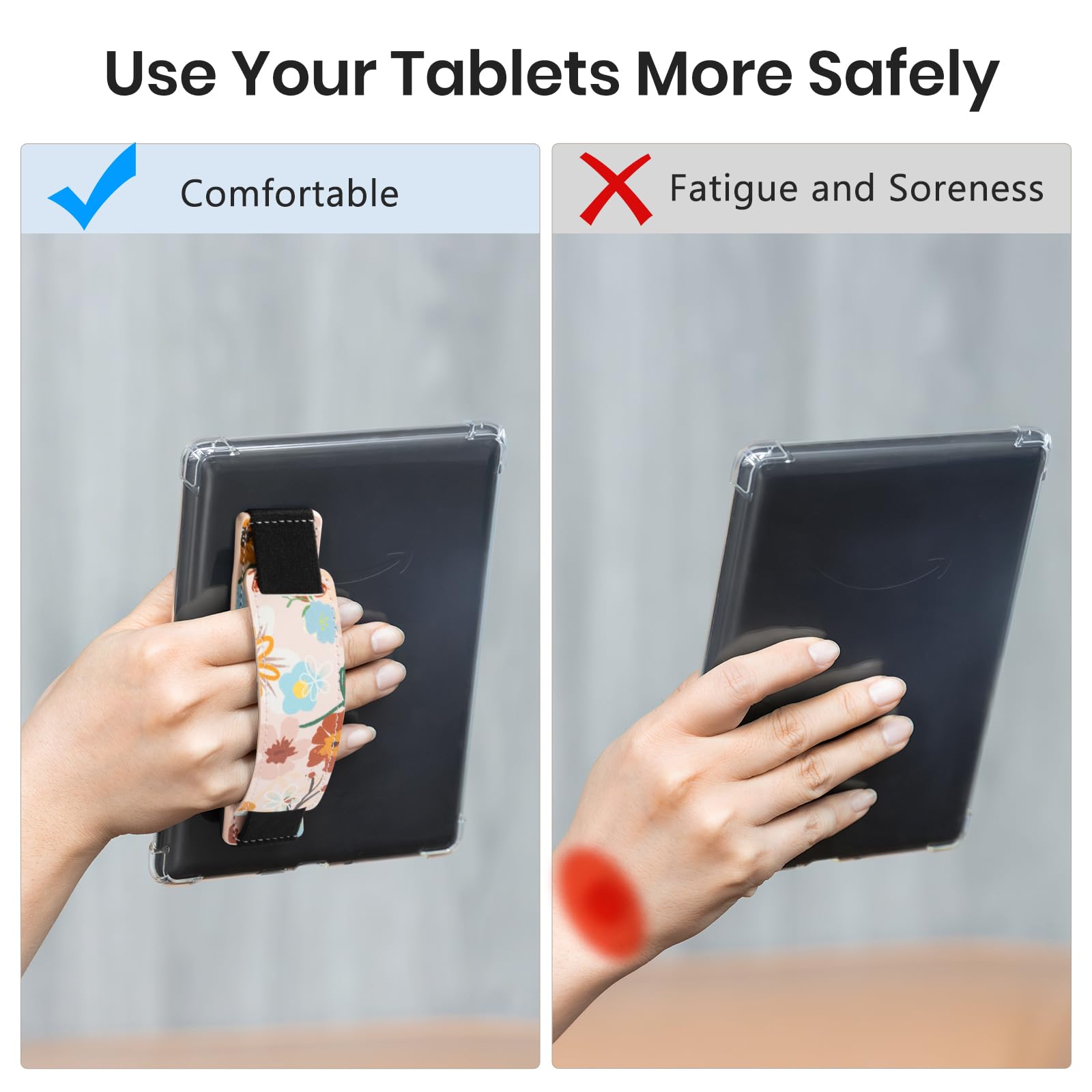 Kindle 6 to 10 inch Premium Soft Leather Hand Strap with Strong Adhesive#Color_Floral Fiesta