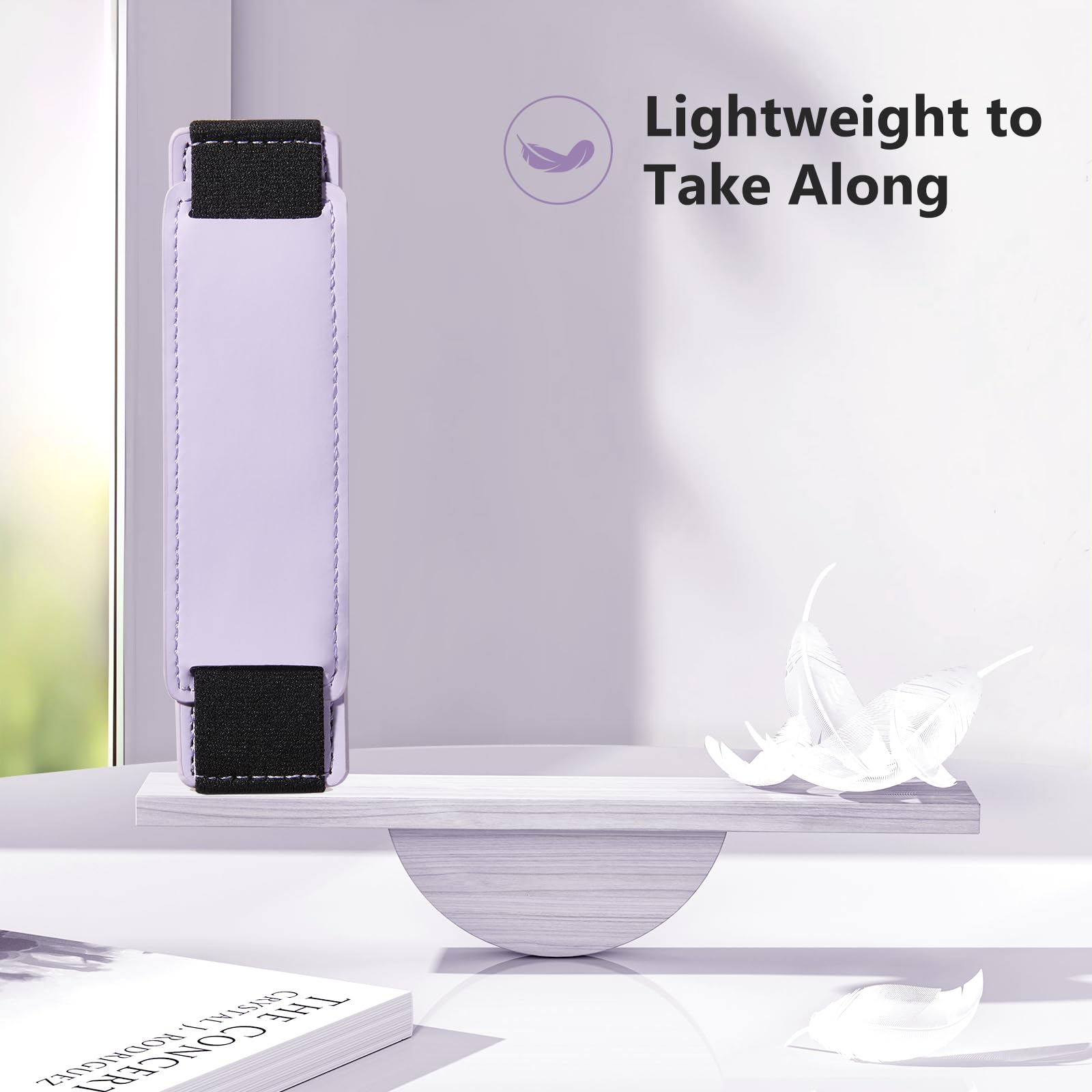 Kindle 6 to 10 inch Premium Soft Leather Hand Strap with Strong Adhesive#Color_Lavender