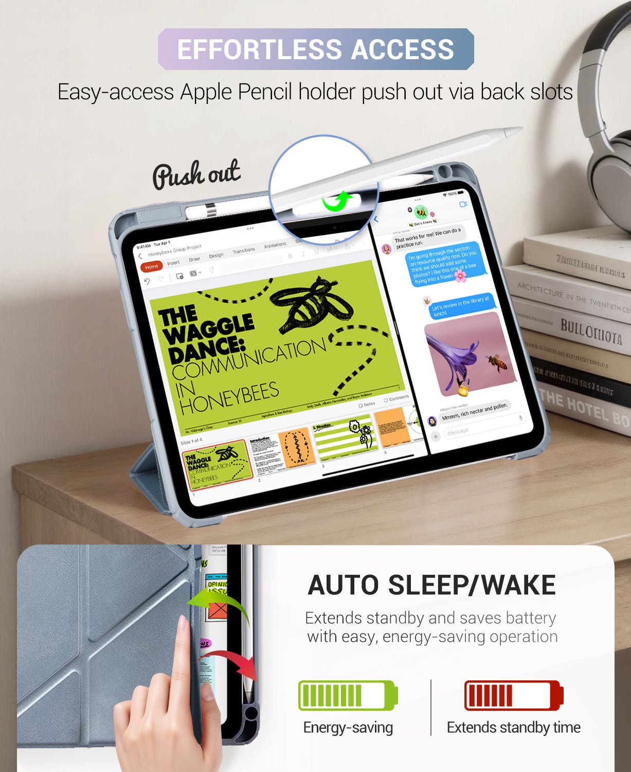 iPad 11th Gen (10th Compatible) Case With Y-Fold Magnetic Stand#Color_Light Blue
