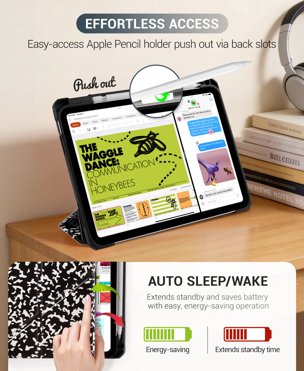 iPad 11th Gen (10th Compatible) Case With Y-Fold Magnetic Stand#Color_Composition Book