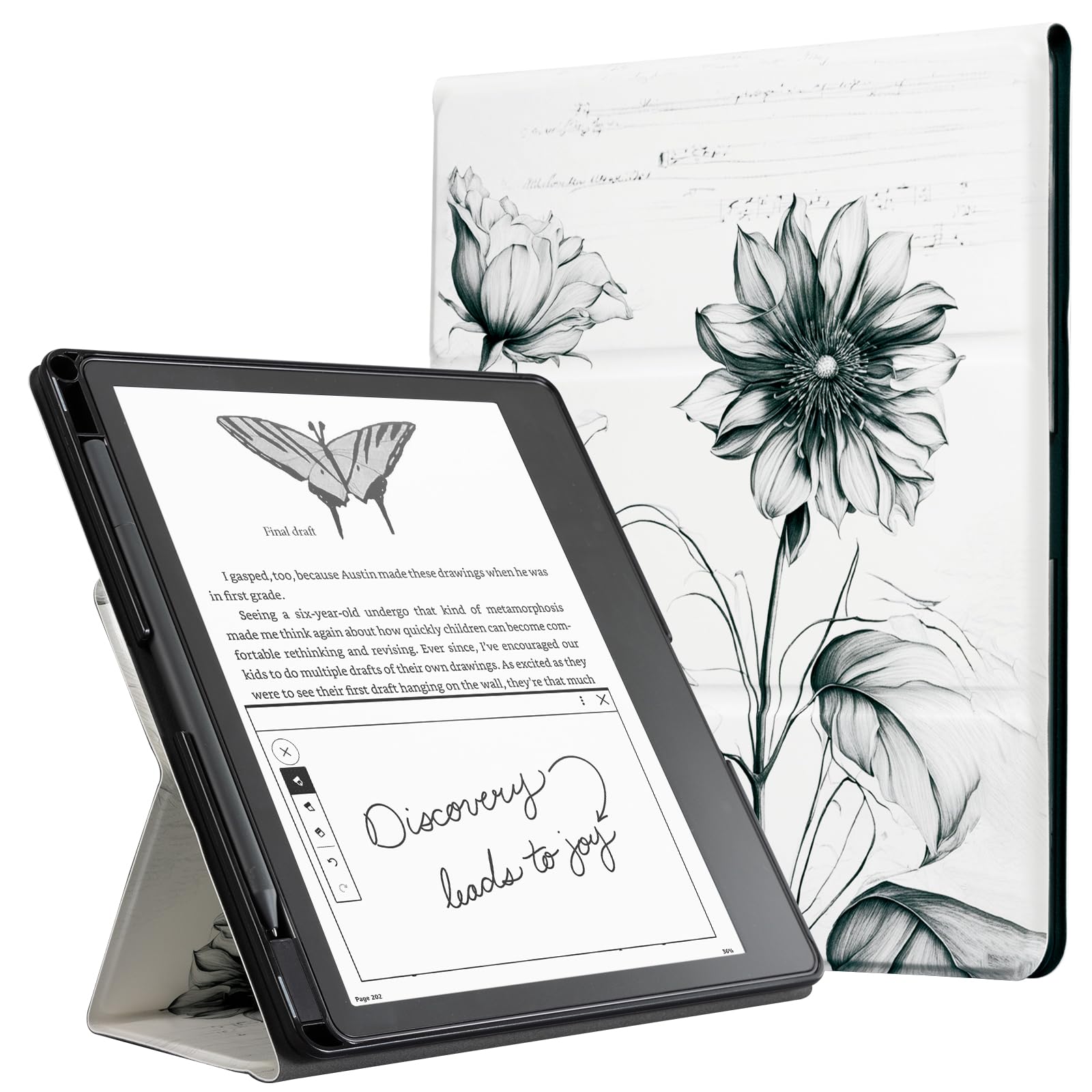 Eden Sketch Sunflower Kindle Scribe Stand Case