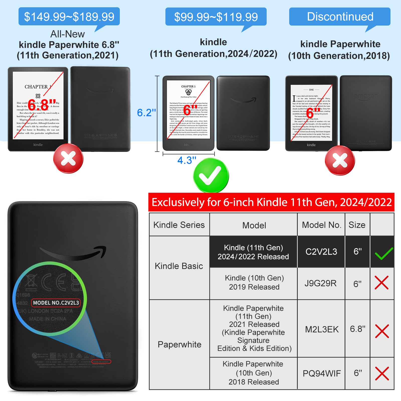 senyu Zodiac 6 inch kindle paperwhite basic Case