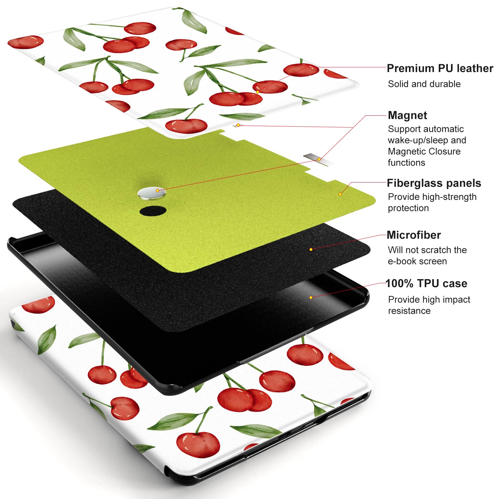 Kindle Paperwhite 12th Gen (2024 7 inch) Magnetic Case#Color_Cherry
