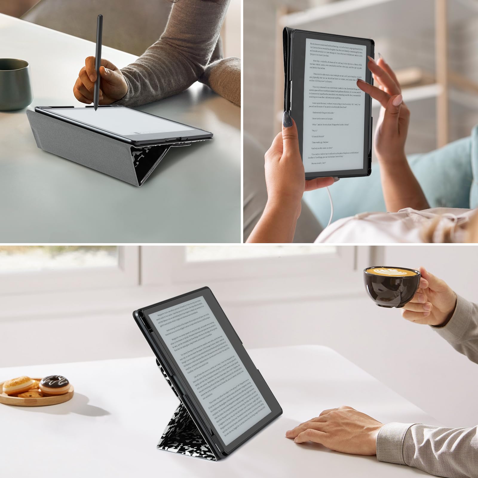Classics Black Notebook Style kindle scribe stand Case