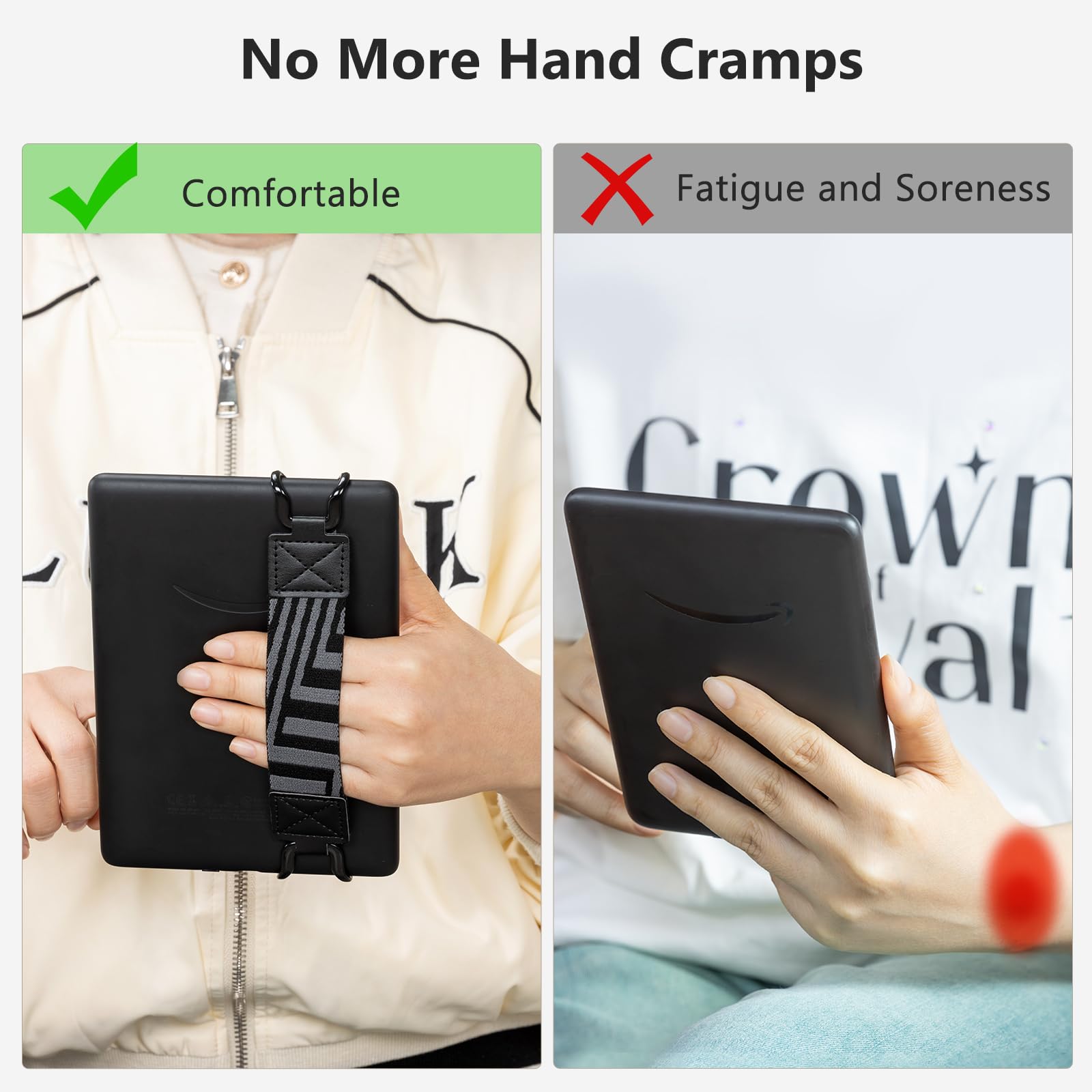 E-Book Tablet 6–7.5 inch Secure Hand Strap–Multiple Prints#Color_Black Stripe-Z