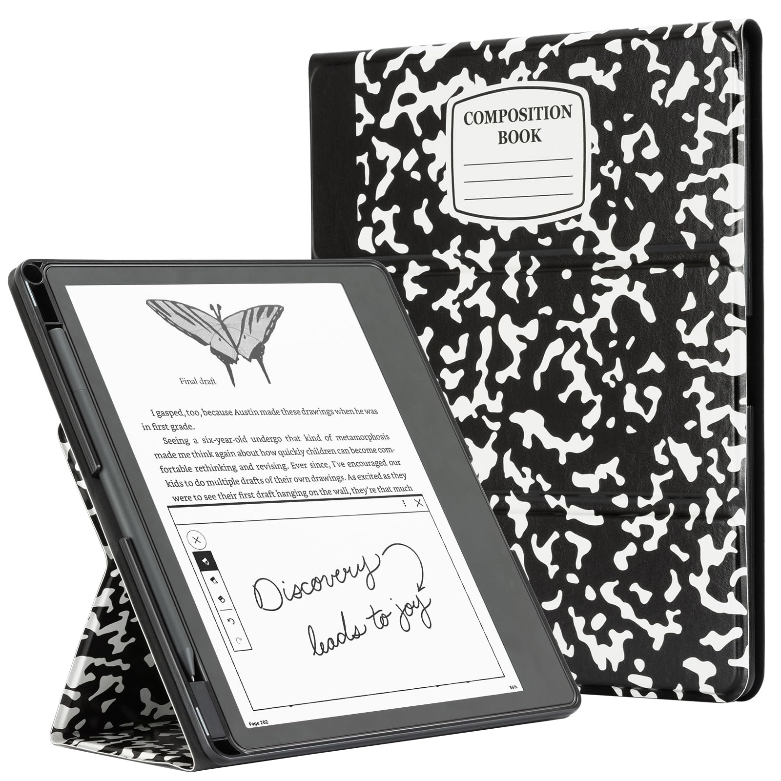 Classics Black Notebook Style kindle scribe stand Case