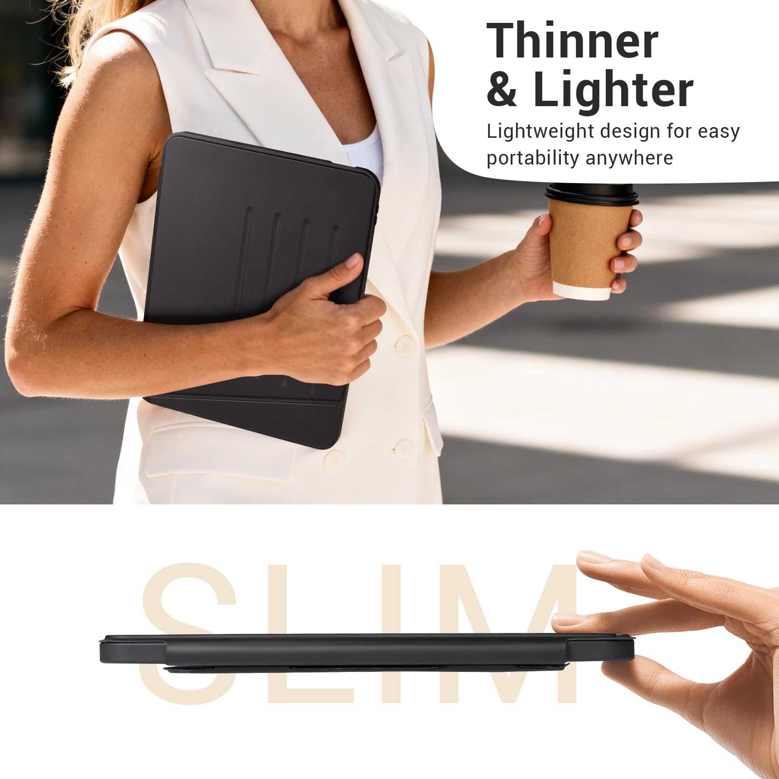 Black iPad 11th Gen (A16) 11" (2025) & 10th Gen 10.9" (2022) Case With Magnetic Stand