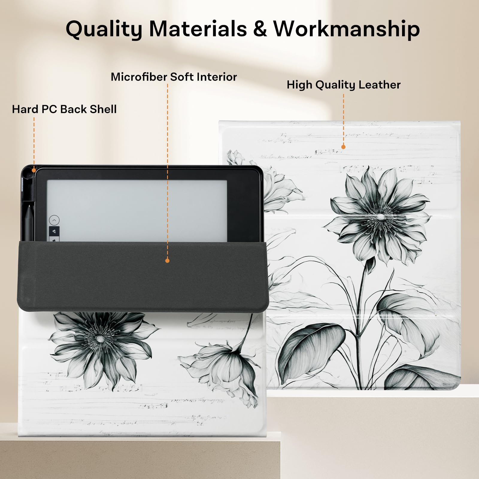 Eden Sketch Sunflower Kindle Scribe Stand Case