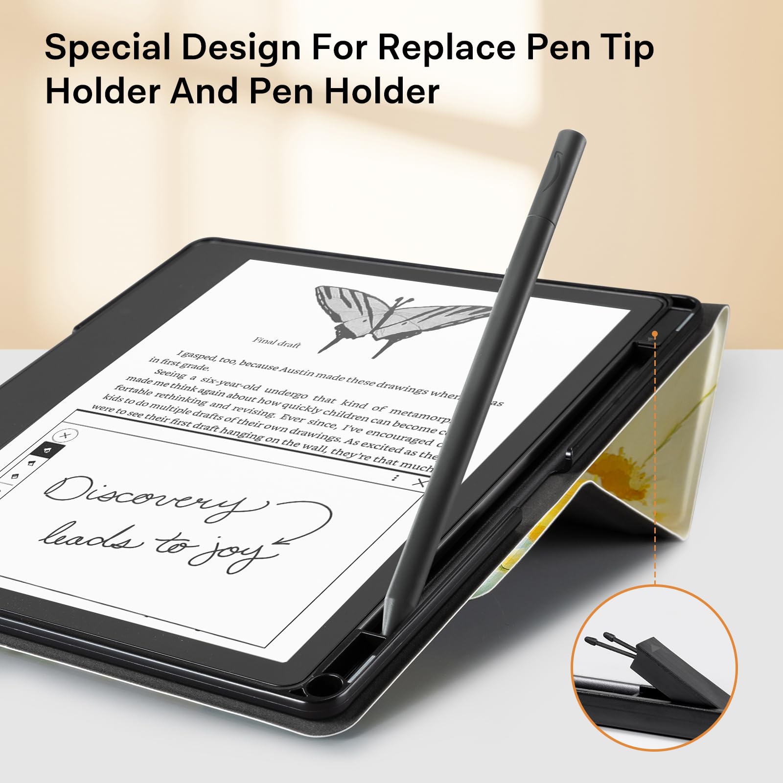 Mountain Blooming White and Yellow Flowers Kindle Scribe Stand Case