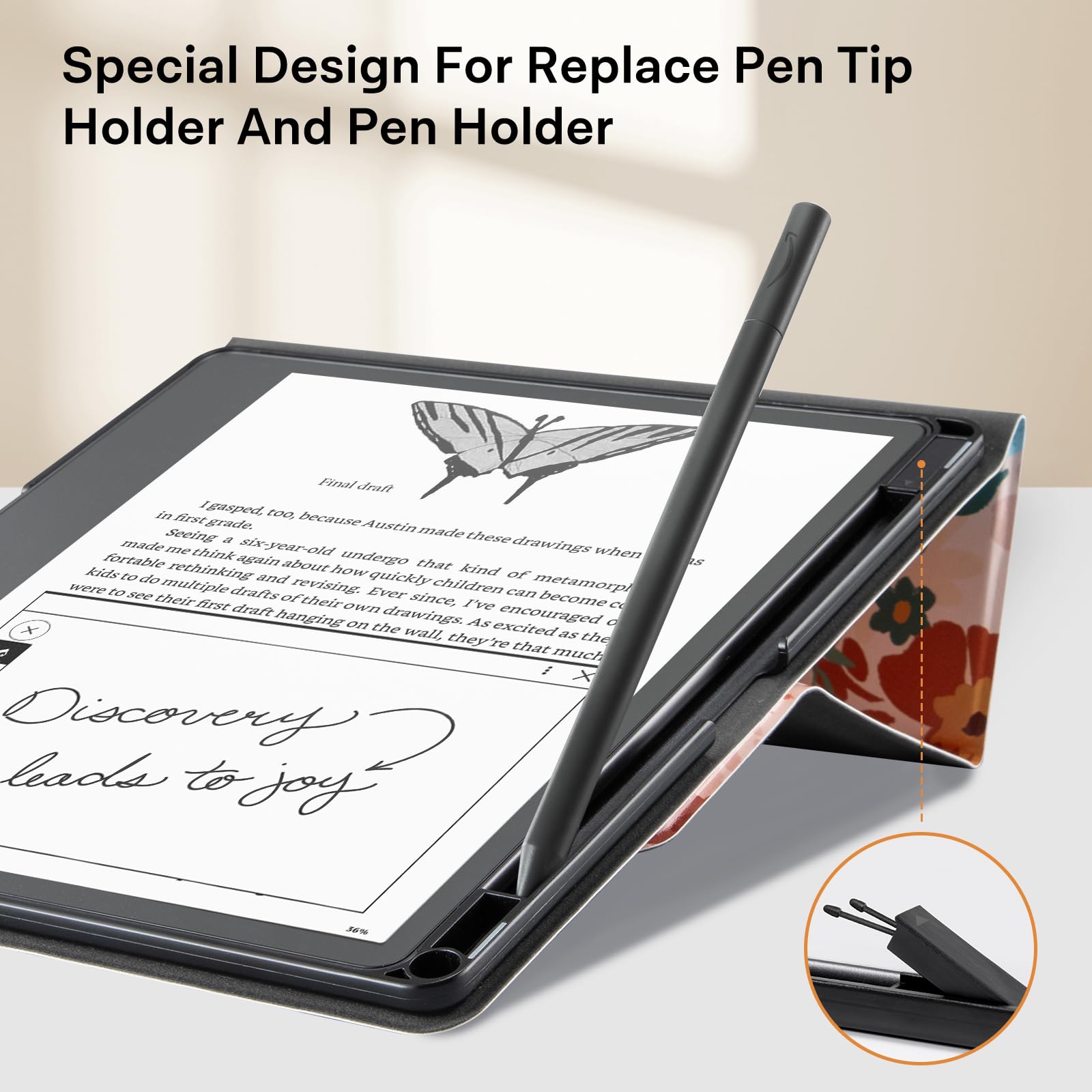 Eden Orange Jasmine Kindle Scribe Stand Case