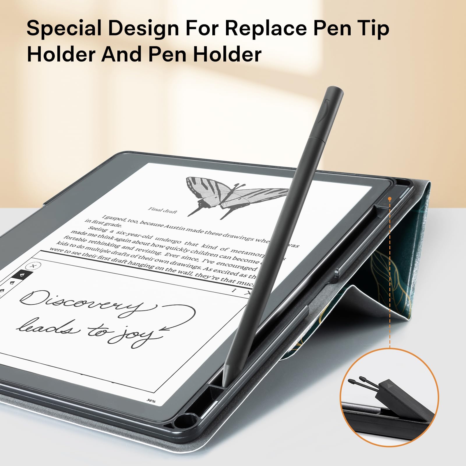 Eden Dark Verdant Kindle Scribe Stand Case