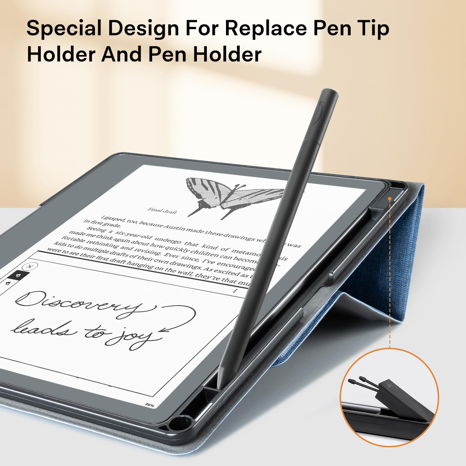 Essentials Fabric Blue Kindle Scribe Stand