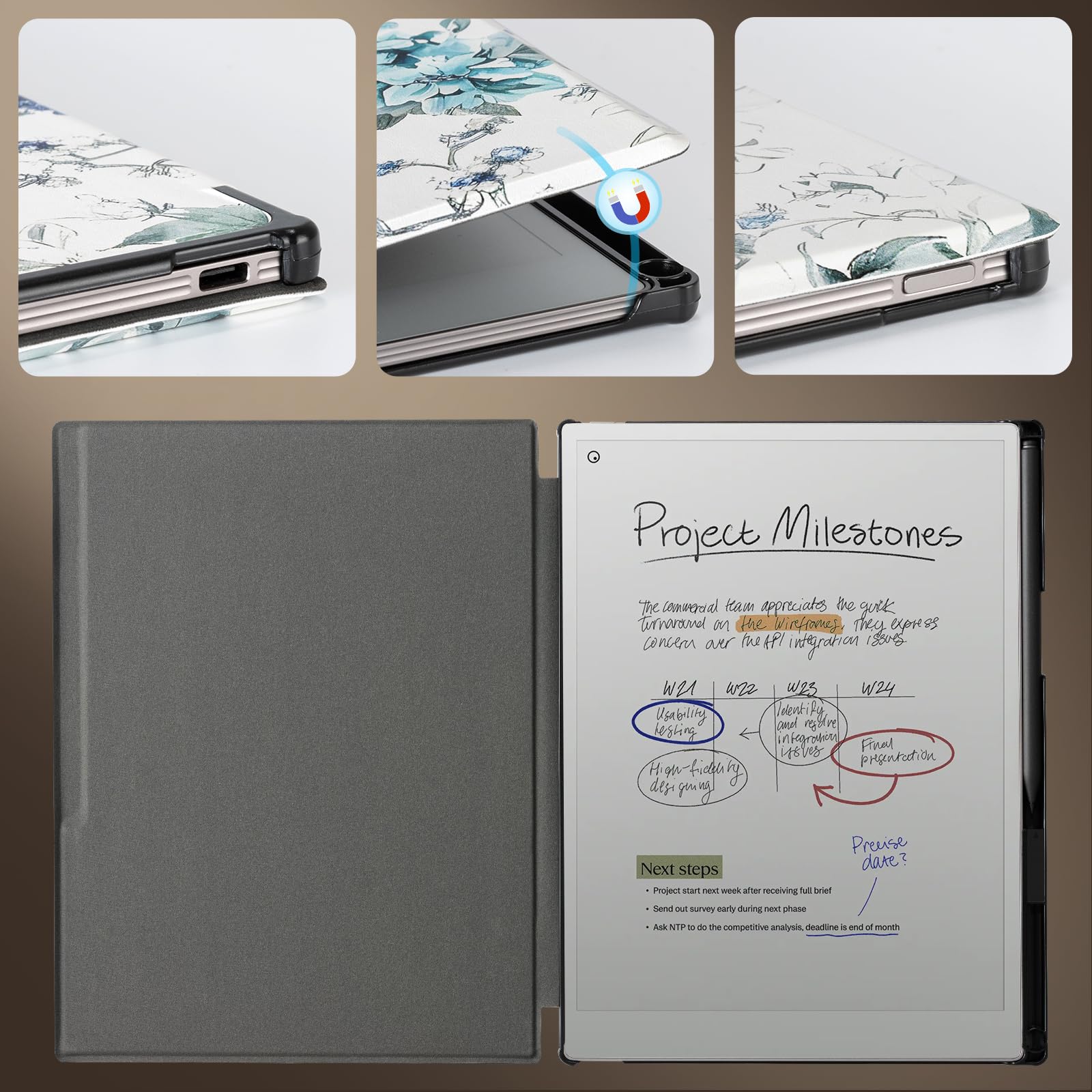 Eden Glasses Blue and white floral reMarkable Paper Pro 11.8-inch (2024) Case