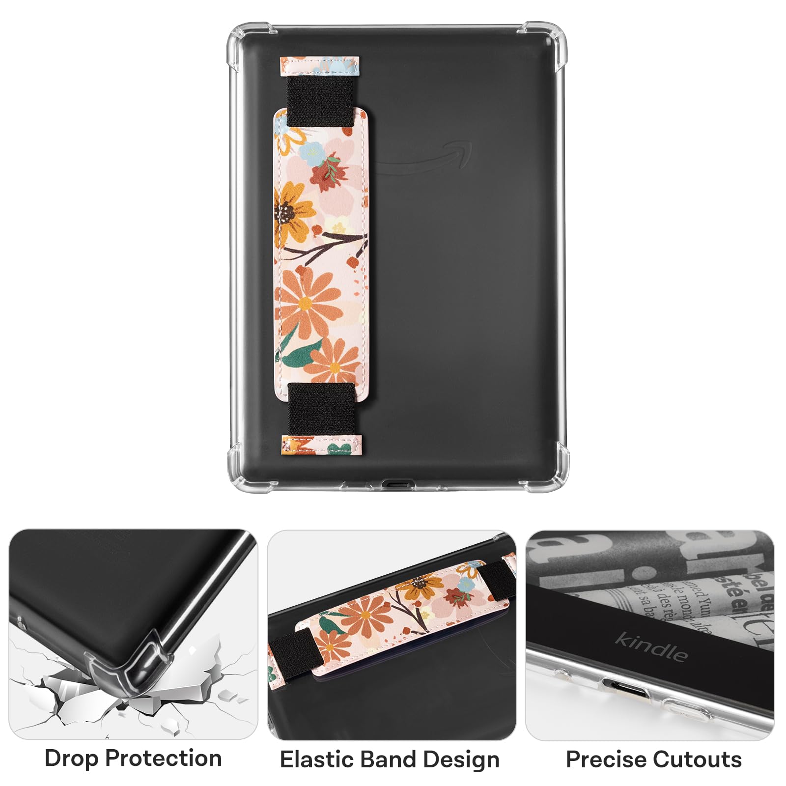 Eden Orange Jasmine Revised Kindle Paperwhite 6th Hand Strap Case