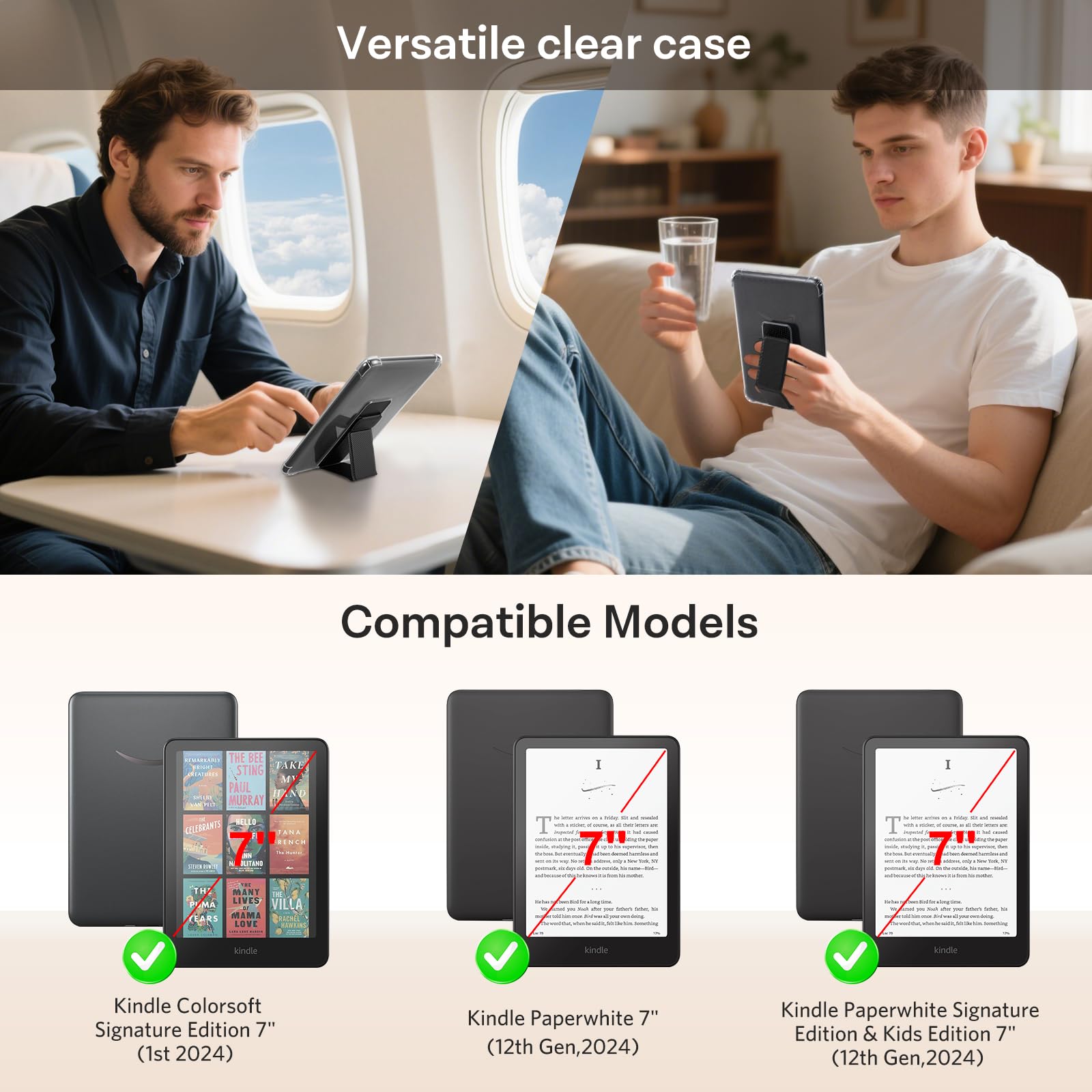 Kindle Paperwhite 12th Gen (2024 7 inch) Clear with stand#Color_Carbon Black