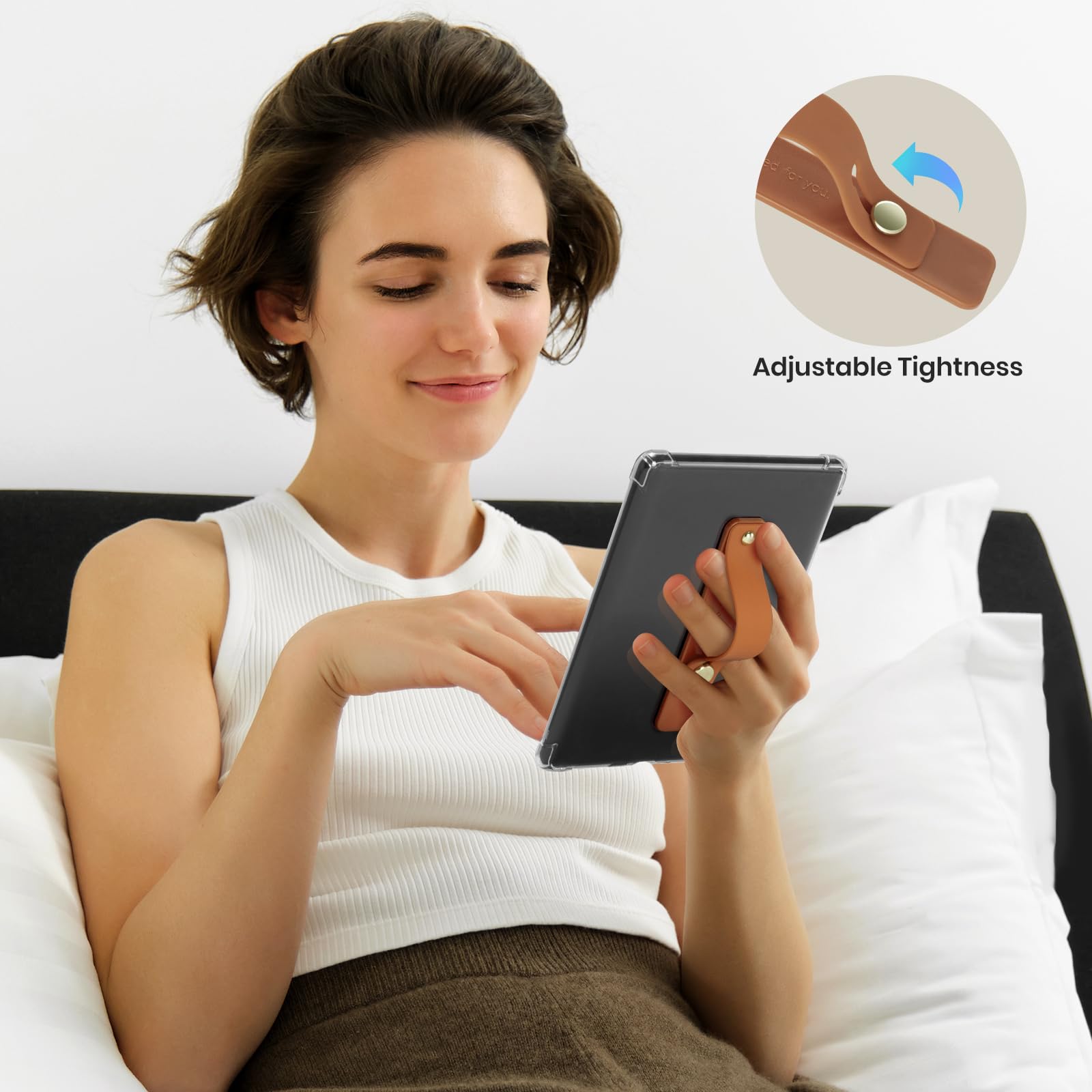 Hand Strap Holder for Kindle & Tablets#Color_Brown