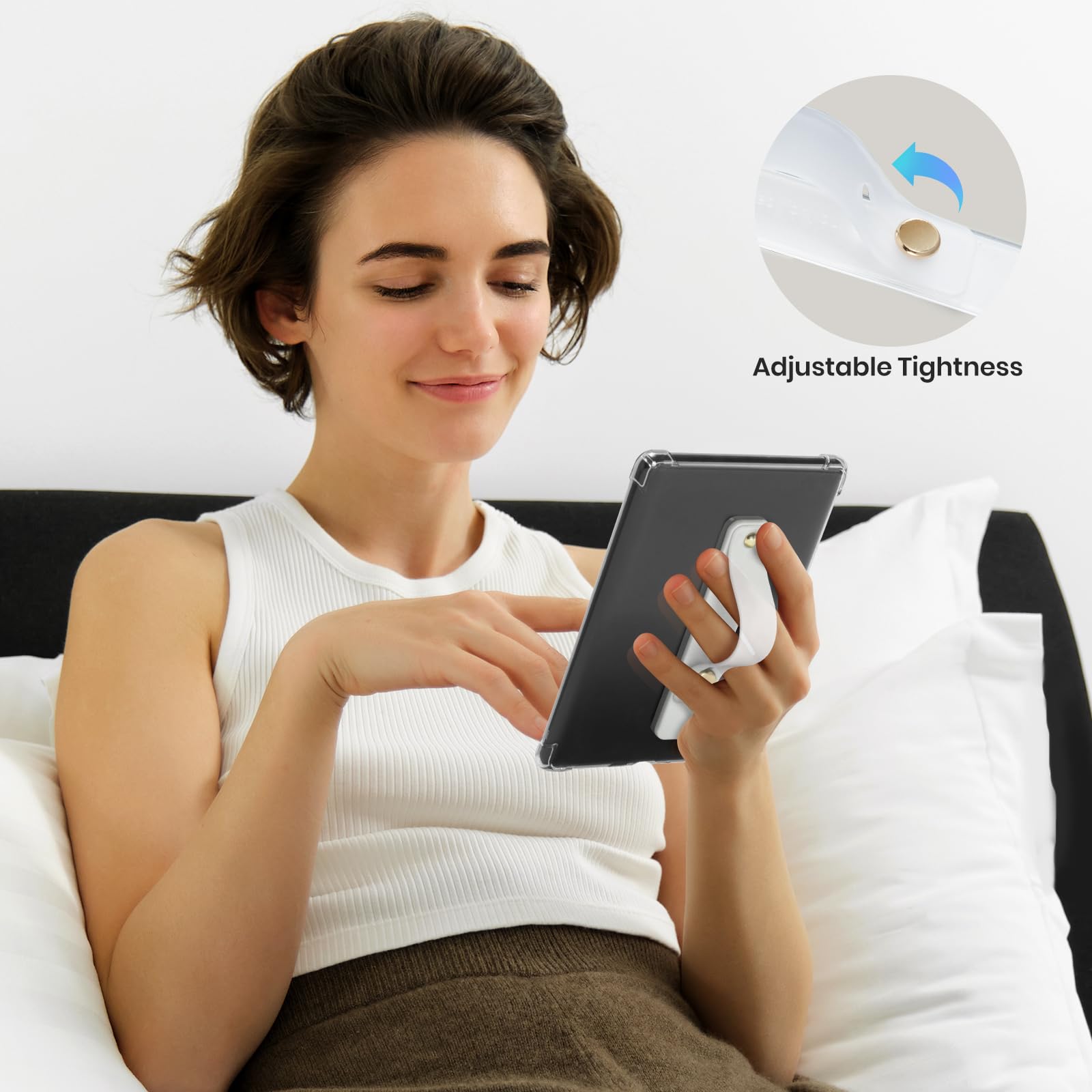 Hand Strap Holder for Kindle & Tablets#Color_Clear White