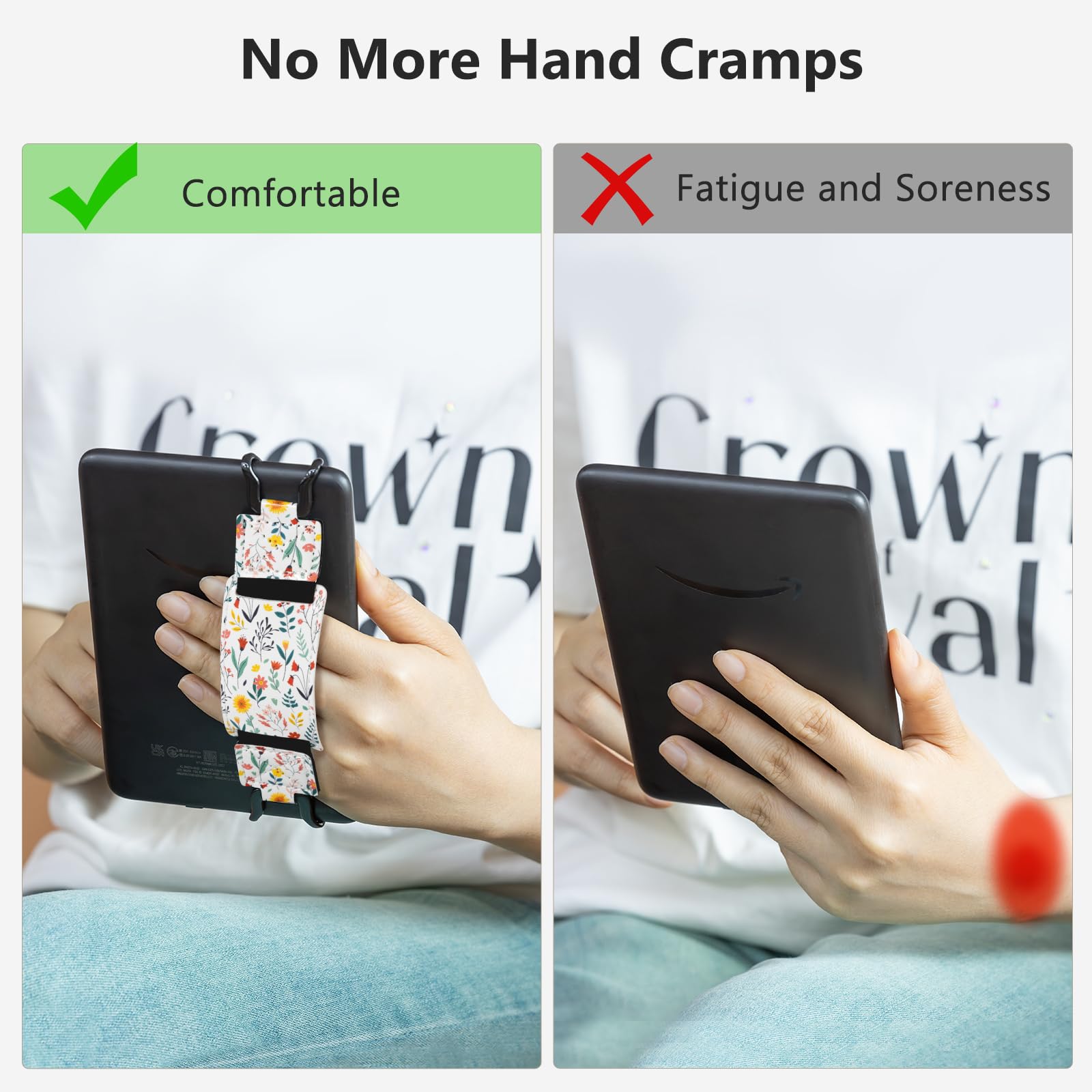 E-Book Tablet 6–7.5 inch Secure Hand Strap–Multiple Prints#Color_Flowers Sea