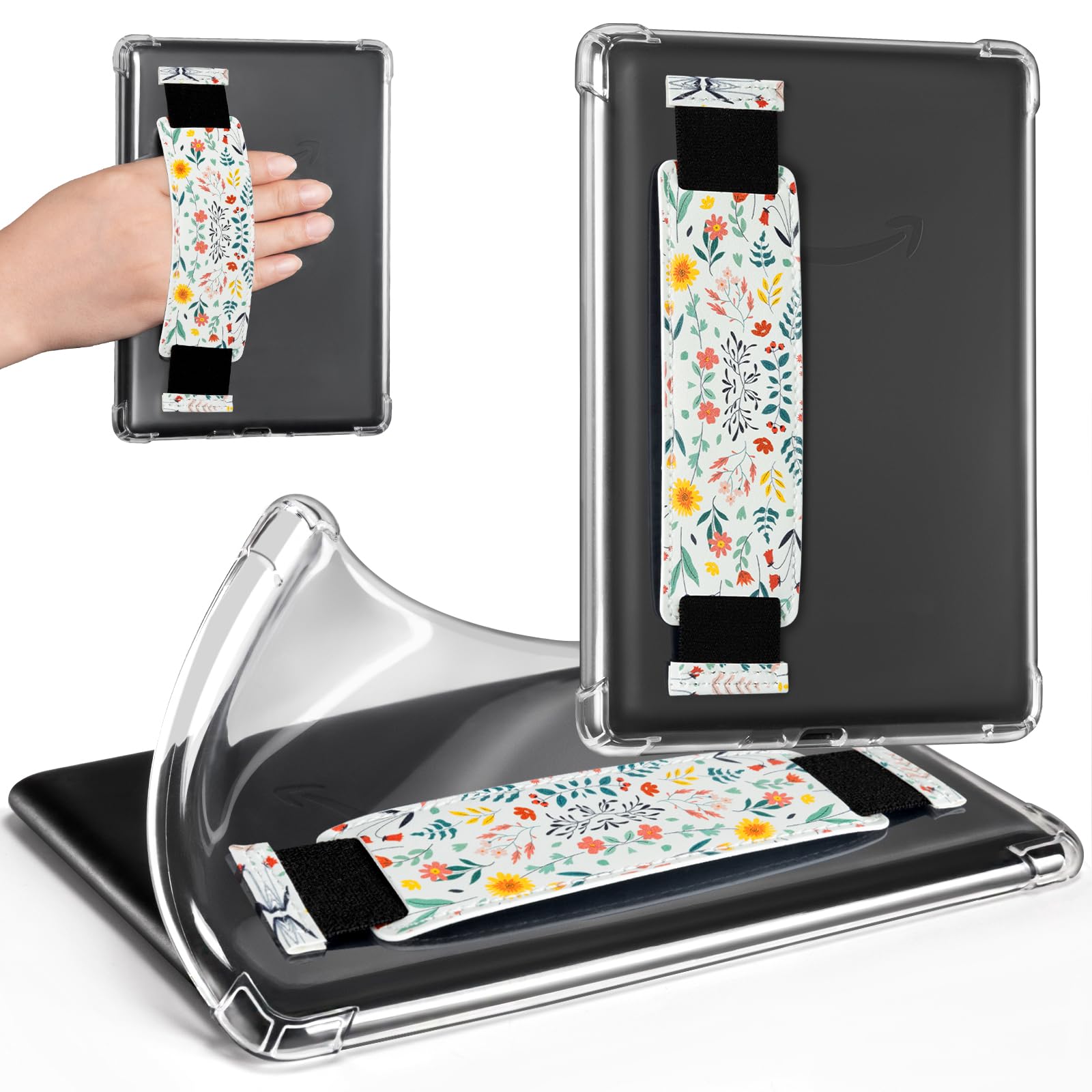 Eden Light Green Background Sea of Flowers V2 Kindle Paperwhite 6th Hand Strap Case