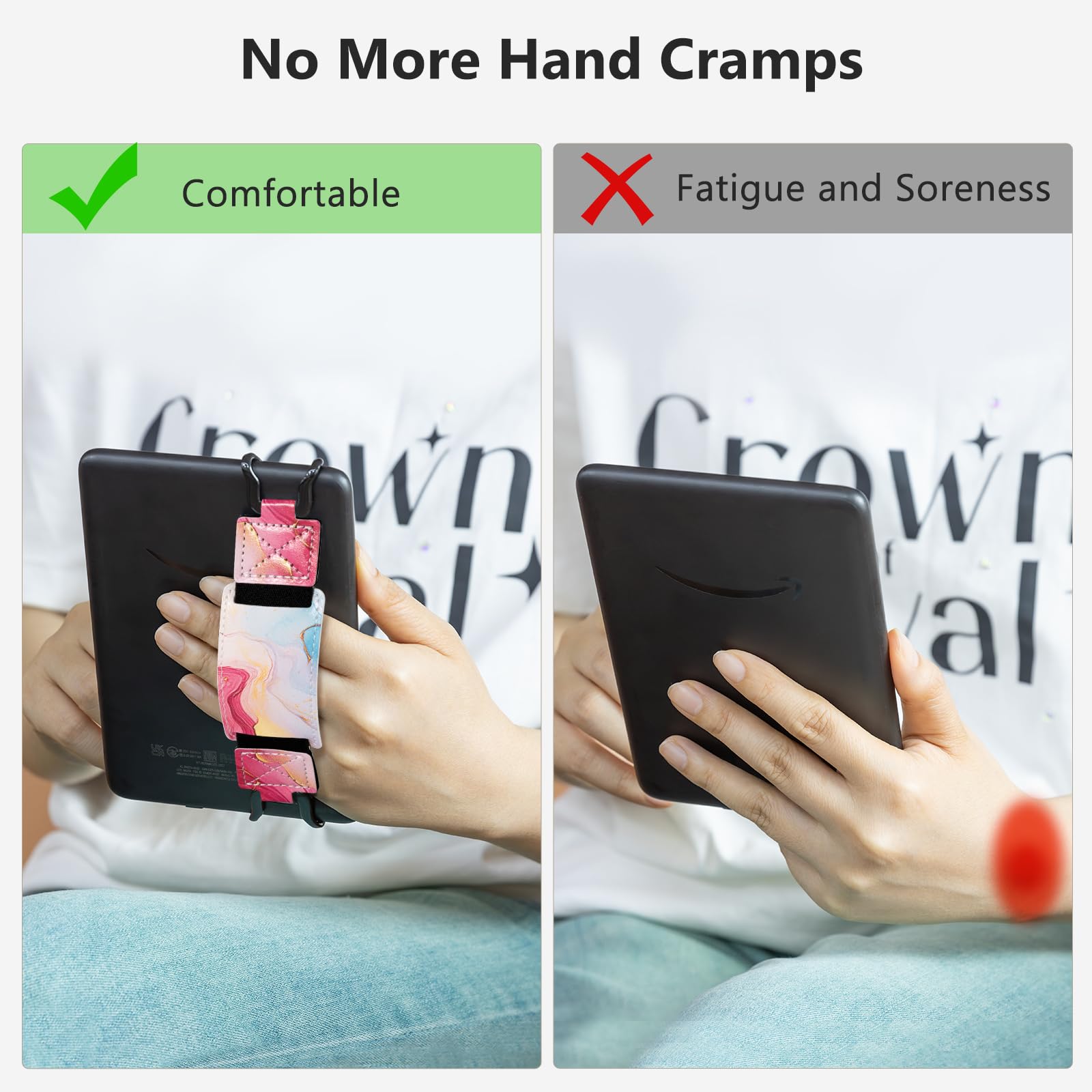 E-Book Tablet 6–7.5 inch Secure Hand Strap–Multiple Prints#Color_Blush Wave