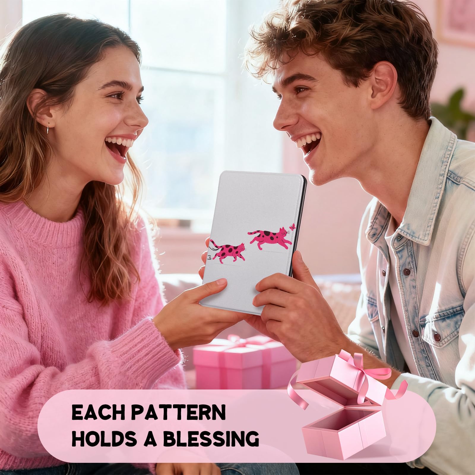 Kindle Paperwhite 12th Gen 7 inch (2024) Case With Stand–Cute Prints#Color_Pink Pounce