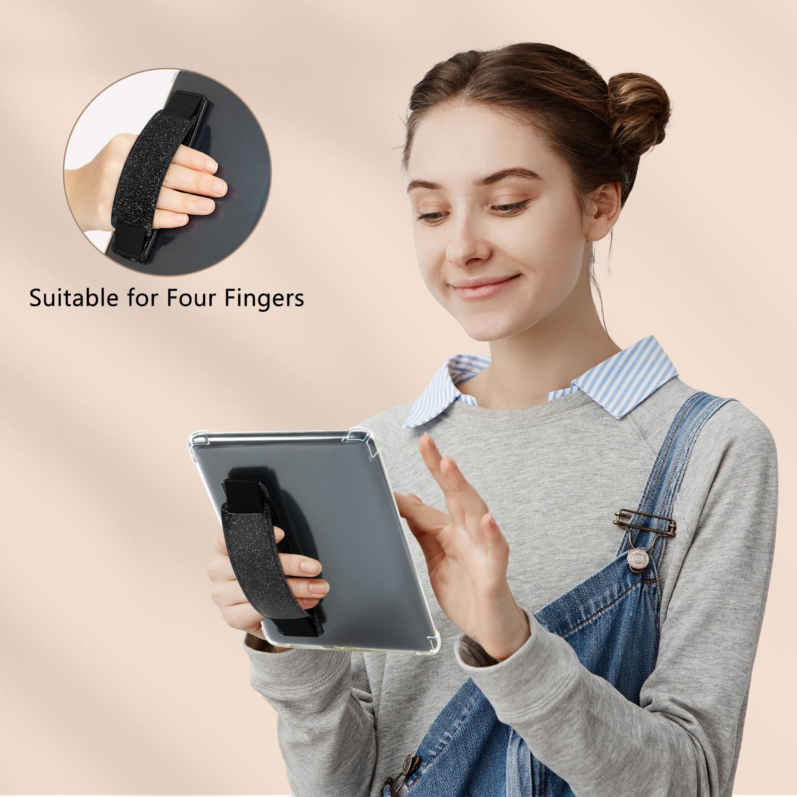 Kindle 6 to 10 inch Premium Soft Leather Hand Strap with Strong Adhesive#Color_Twinkling Starry