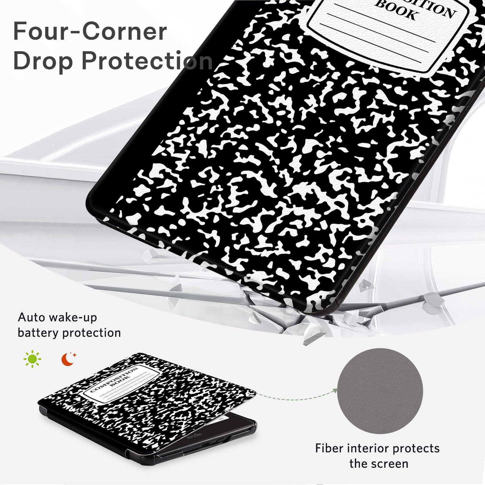 Kindle Paperwhite 12th Gen (2024 7 inch) Grip Case#Color_Black Notes