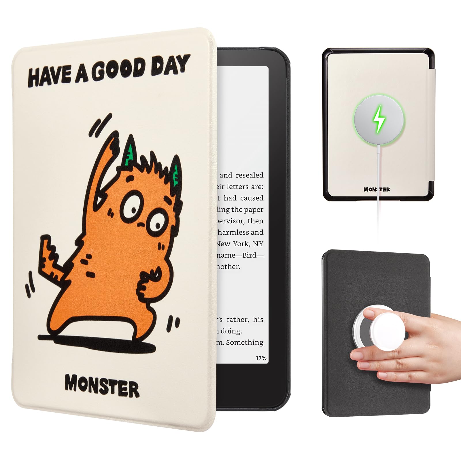 Kindle Paperwhite 12th Gen 7 inch (2024) Case With Stand–Cute Prints#Color_Monster Boogi