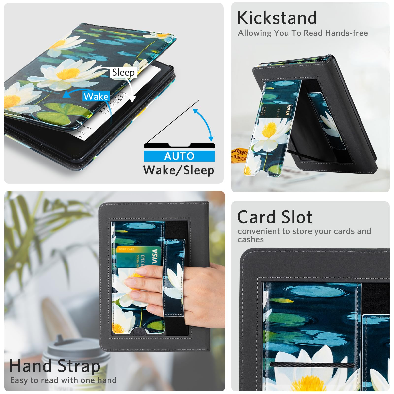 Kindle Paperwhite 12th Gen (2024 7 inch) stand-prints#Color_Dark Green Floral