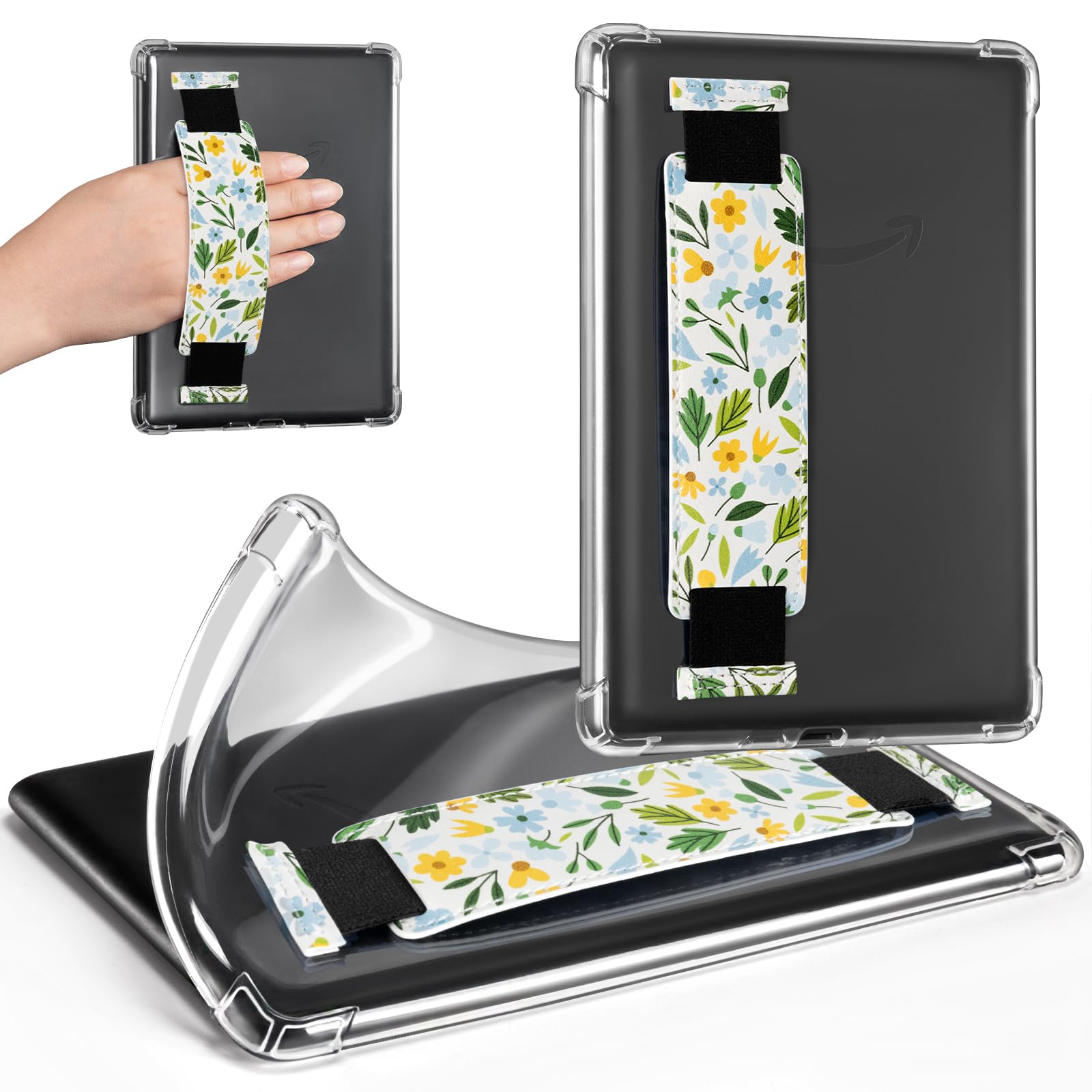 Eden Green Leaves with Yellow Flowers Kindle Paperwhite 6th Hand Strap Case