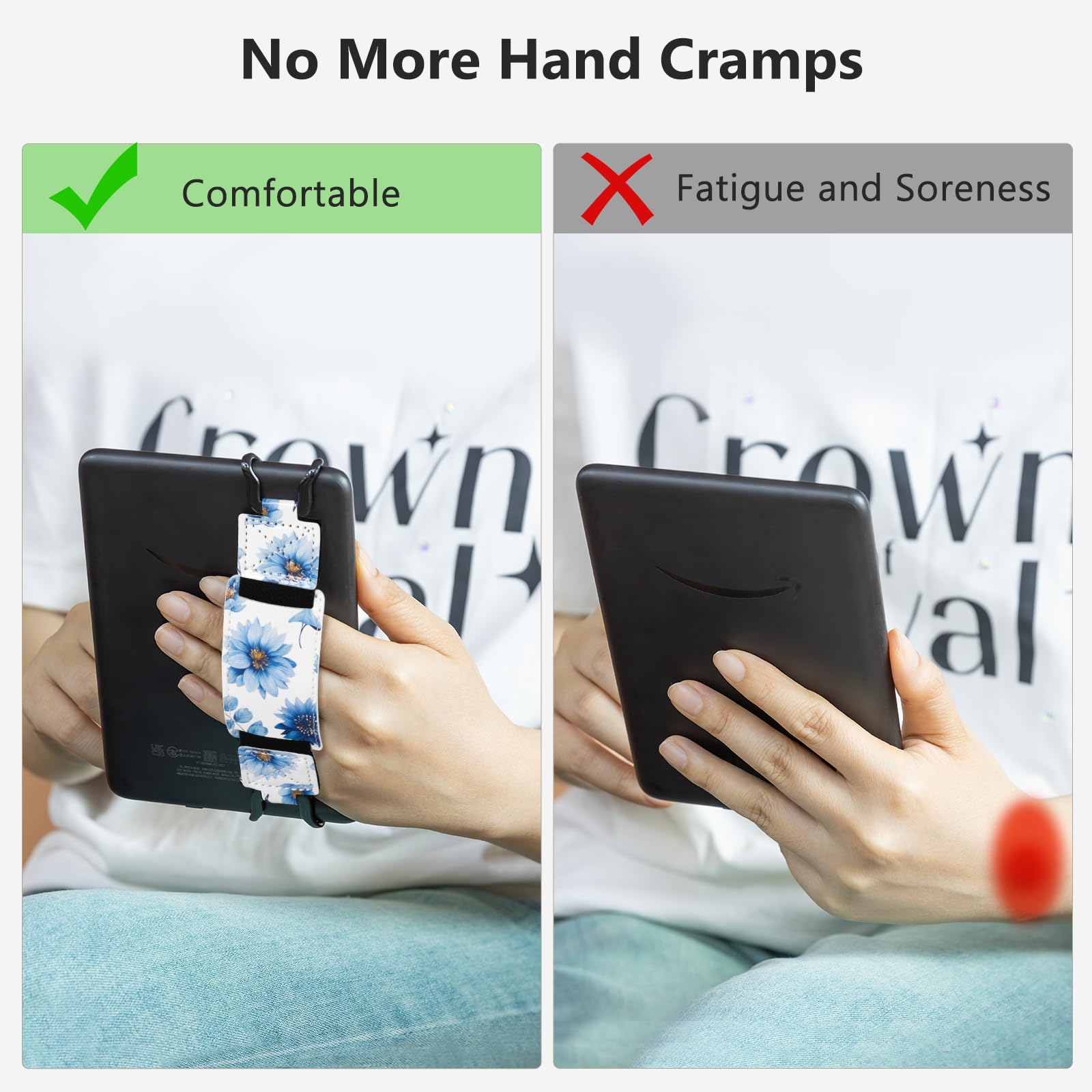 E-Book Tablet 6–7.5 inch Secure Hand Strap–Multiple Prints#Color_Azure Petal Symphony